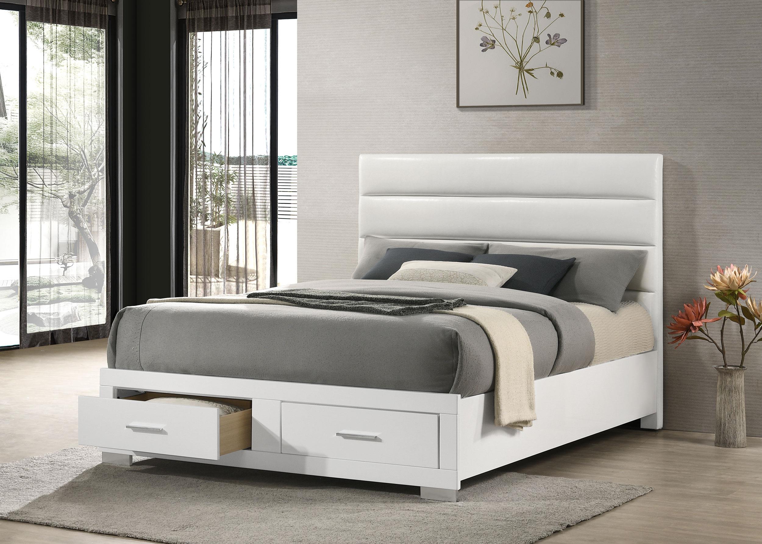 Felicity Queen Storage Bed White High Gloss - 203510Q