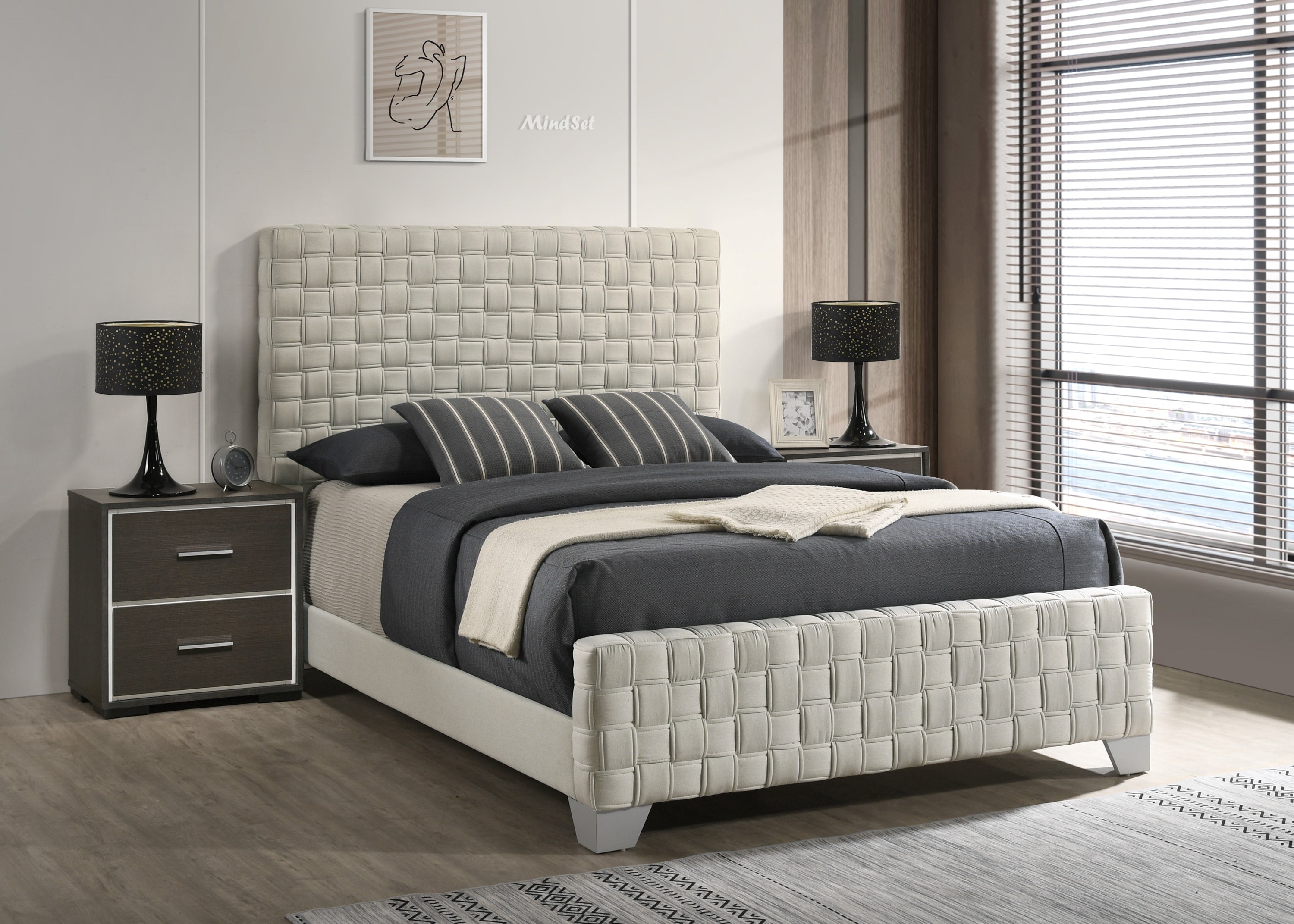 Ferin Taupe Queen Upholstered Bed - SET | 5263TP-Q-HBFB | 5263TP-KQ-RAIL - Bien Home Furniture &amp; Electronics