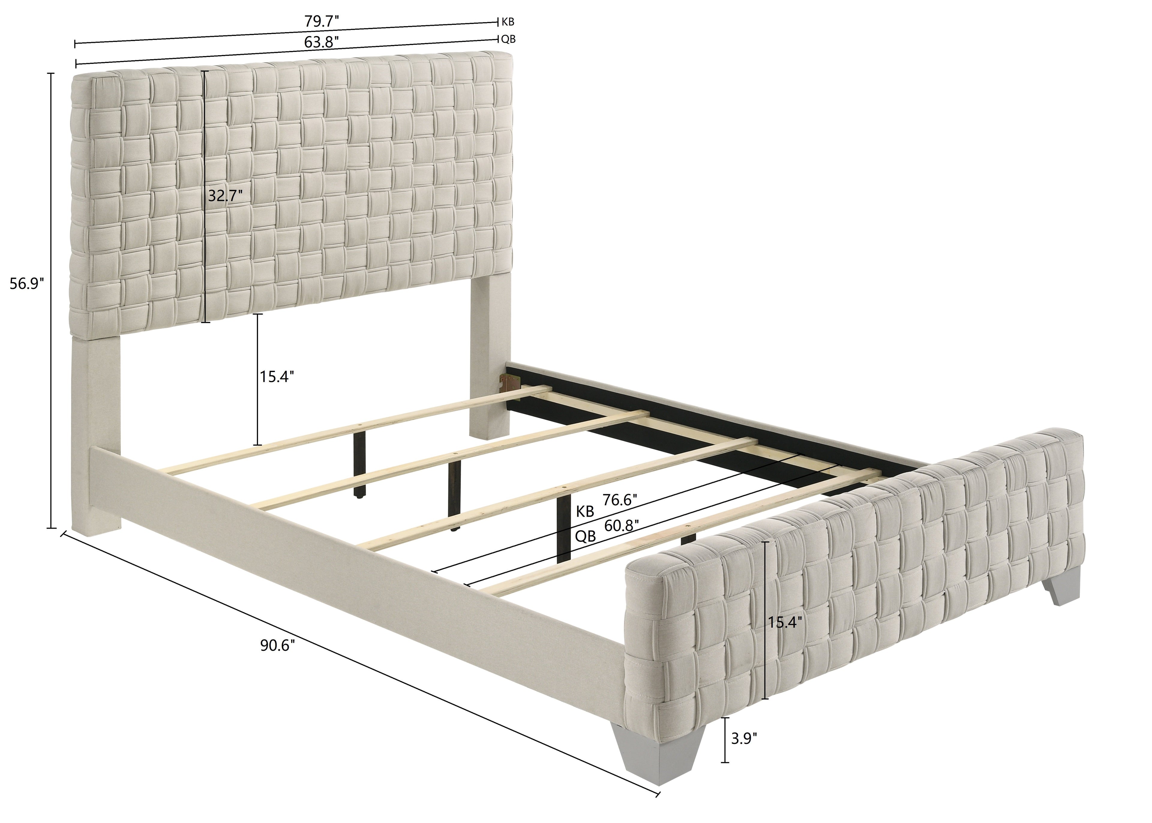 Ferin Taupe Queen Upholstered Bed - SET | 5263TP-Q-HBFB | 5263TP-KQ-RAIL - Bien Home Furniture &amp; Electronics