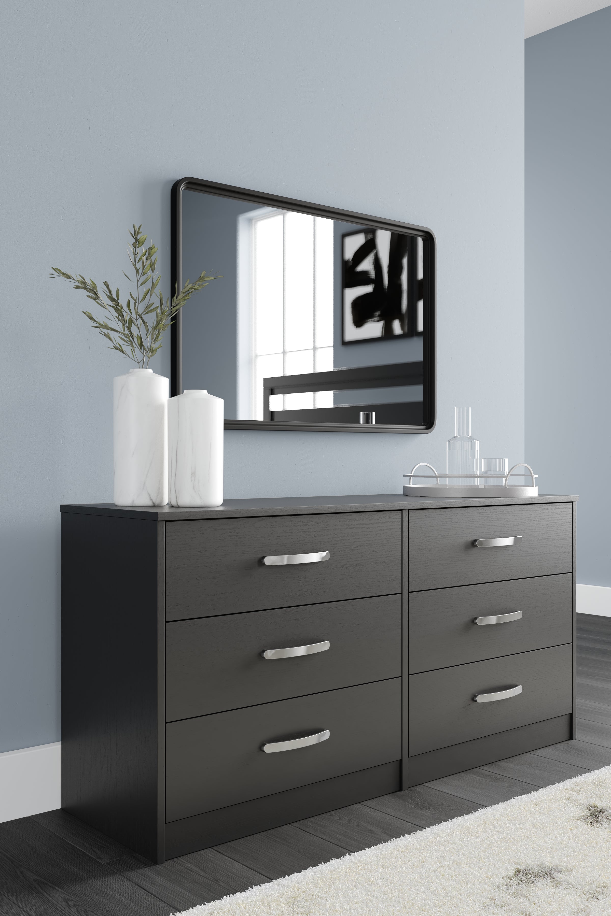 Finch Queen Platform Bed with Dresser in Black from Ashley - Luna Furniture