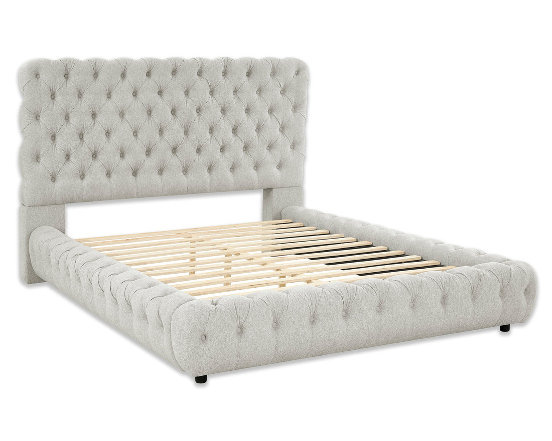 Flory Dove King Upholstered Platform Bed - SET | 5112DV-K-HBFB | 5112DV-KQ-RAIL