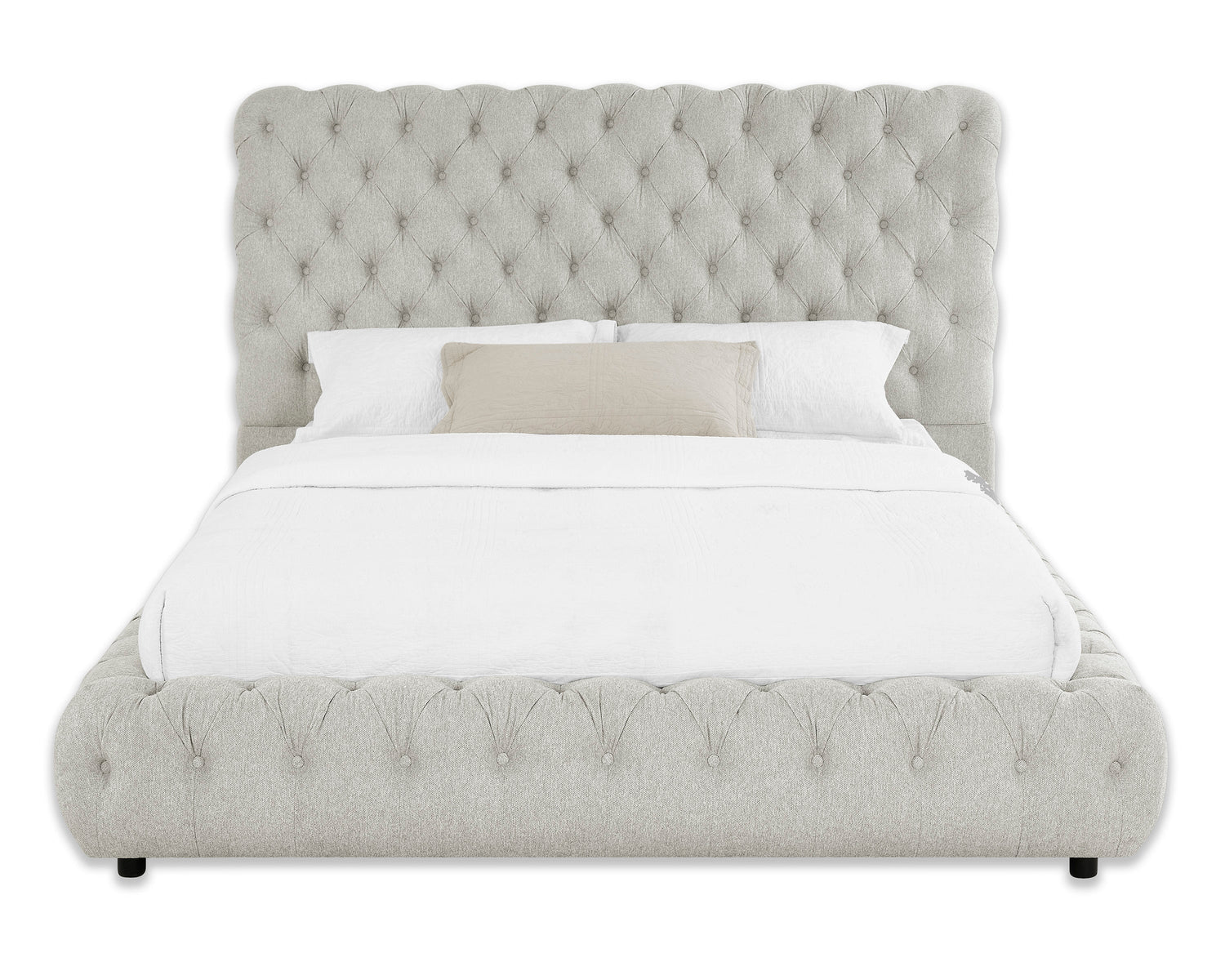 Flory Dove King Upholstered Platform Bed - SET | 5112DV-K-HBFB | 5112DV-KQ-RAIL