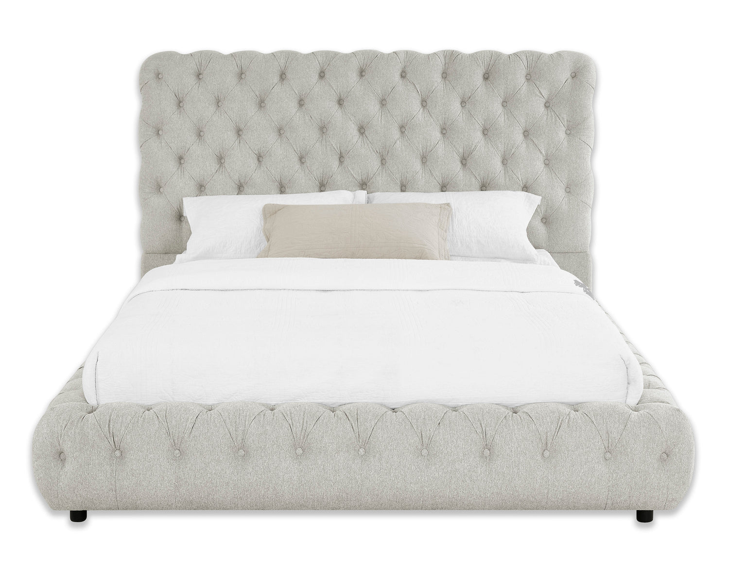 Flory Dove Queen Upholstered Platform Bed - SET | 5112DV-Q-HBFB | 5112DV-KQ-RAIL