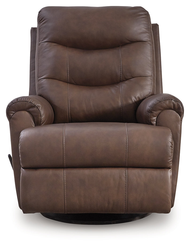 Flynwood Espresso Swivel Glider Recliner - PCU1340061