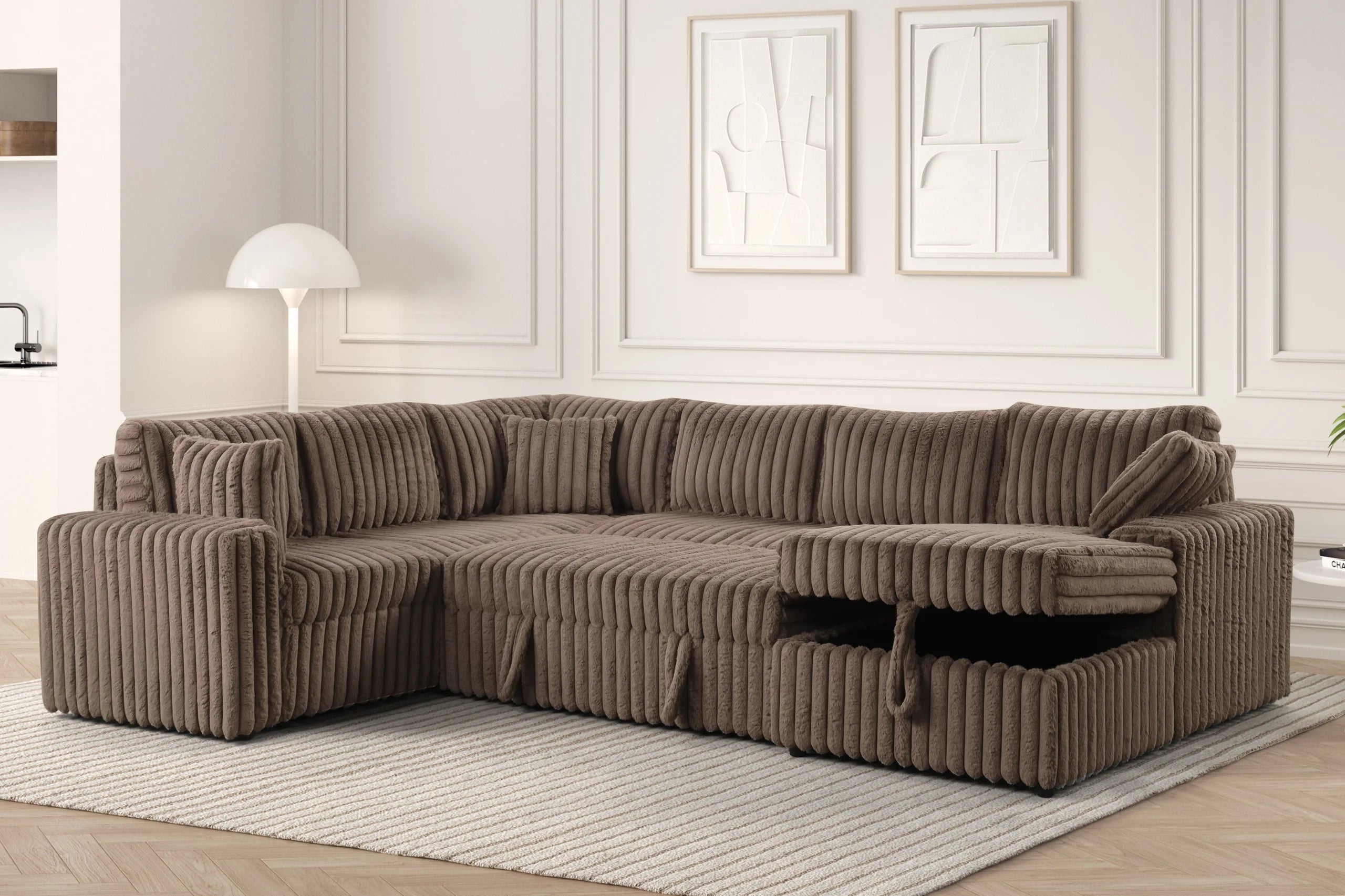 Forever Mocha Sectional With Pull-Out Bed - FOREVER MOCHA