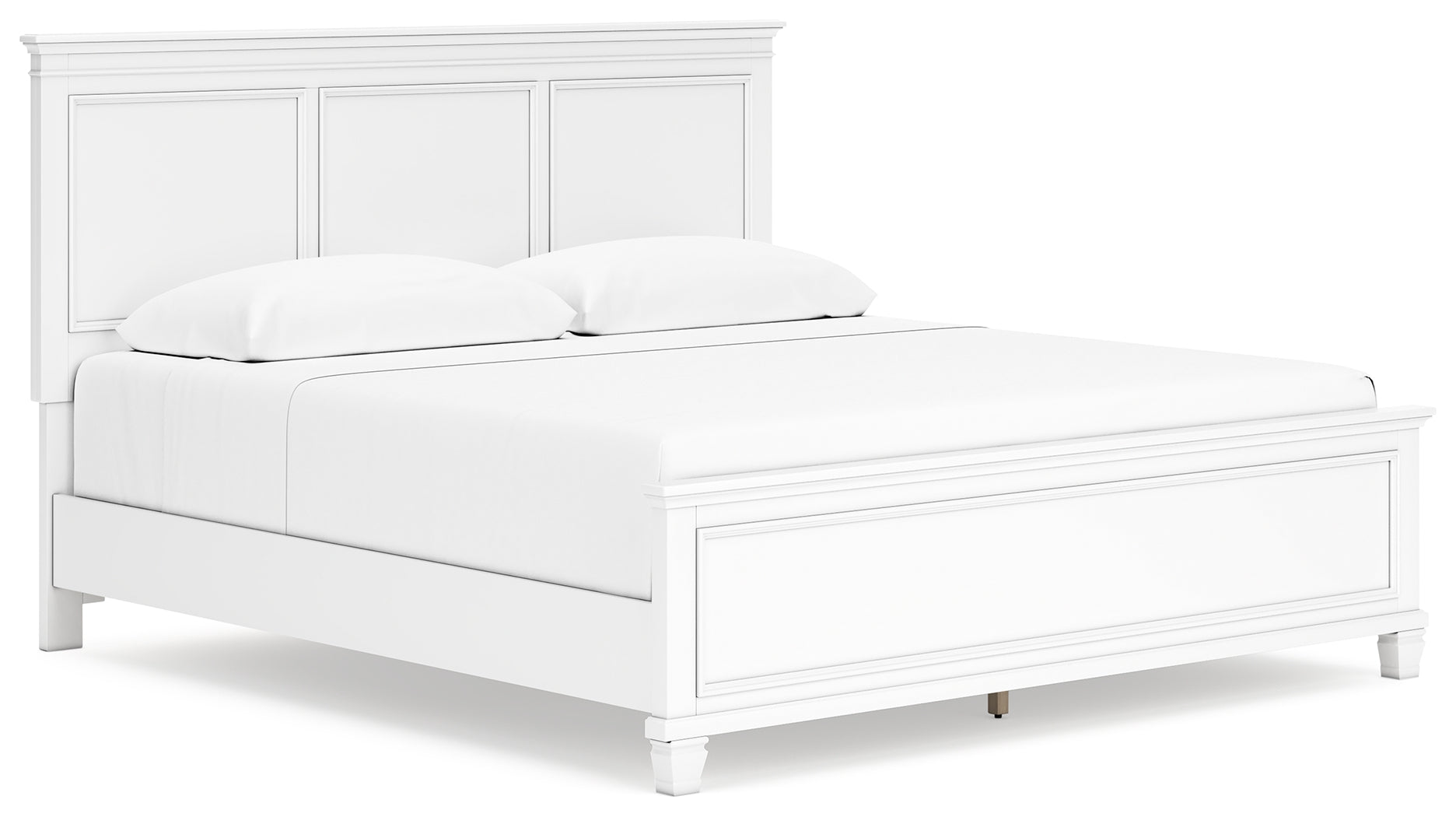 Fortman King Panel Bed with Mirrored Dresser and Nightstand in White from Ashley - Luna Furniture