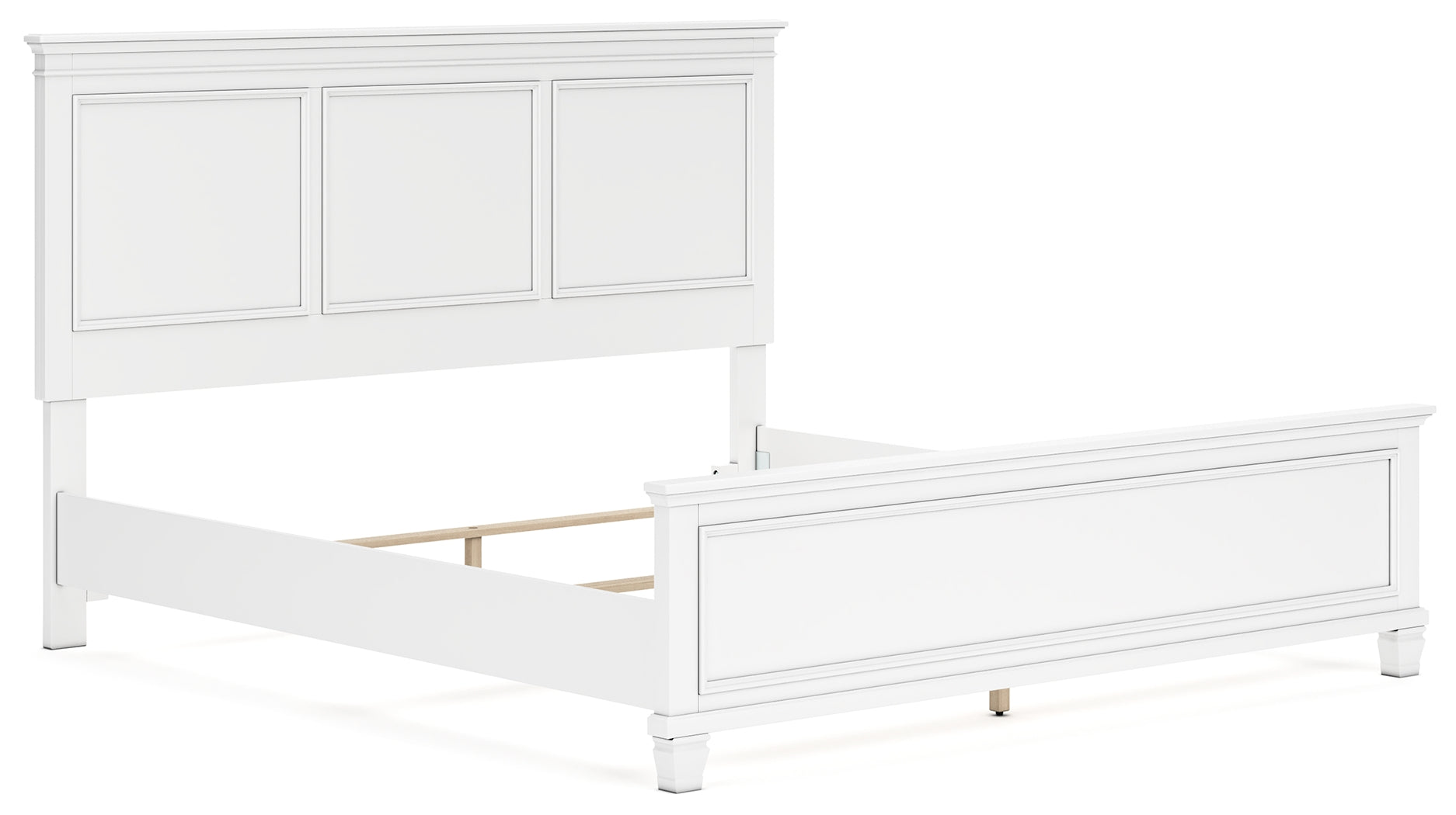 Fortman King Panel Bed with Mirrored Dresser in White from Ashley - Luna Furniture