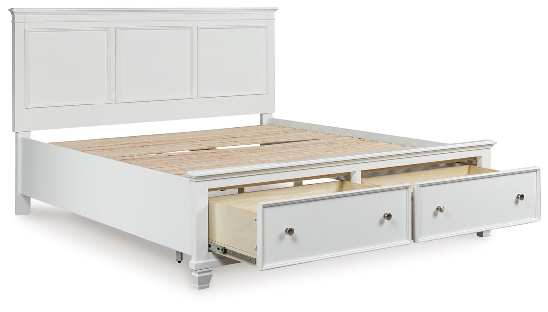 Fortman White King Panel Storage Bed - B680B22
