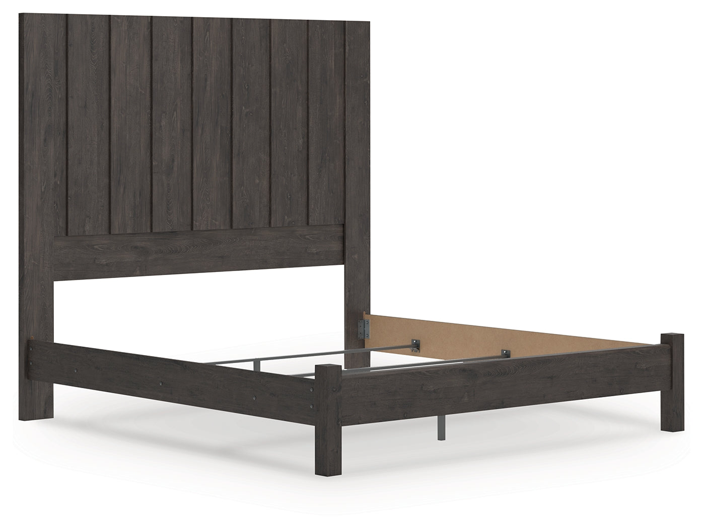 Fraluna King Panel Bed with Mirrored Dresser in Charcoal from Ashley - Luna Furniture