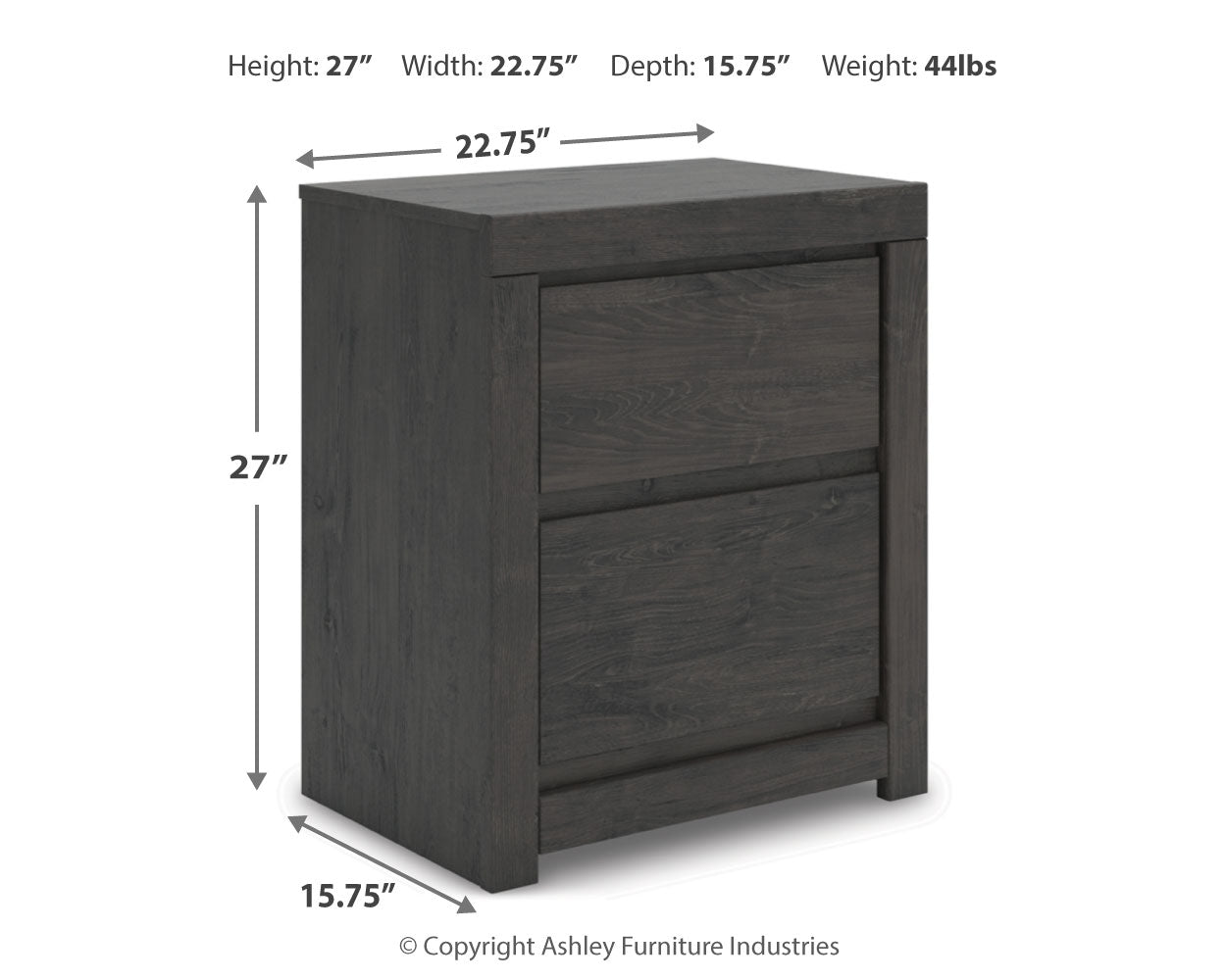 Fraluna Queen Panel Bed with Mirrored Dresser, Chest and Nightstand in Charcoal from Ashley - Luna Furniture