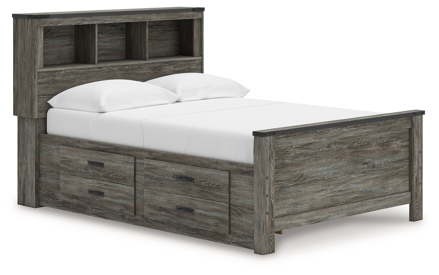 Frandern Full Bookcase Bed with Storage, Dresser and Mirror - B4480B11