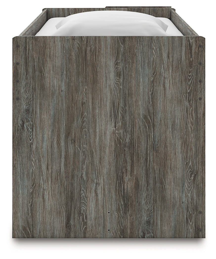 Frandern Gray Twin Loft Bed with Bookcase Storage - B4480B14