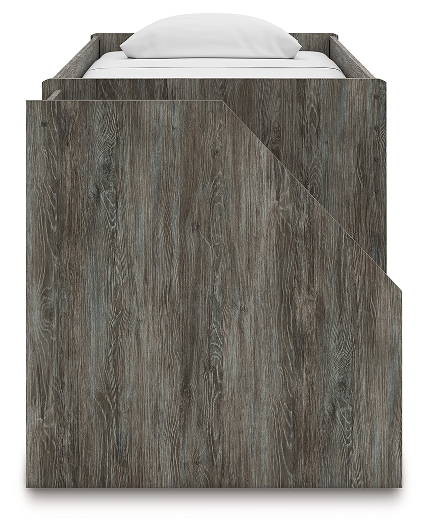 Frandern Gray Twin Loft Bed with Drawer Storage - B4480B15