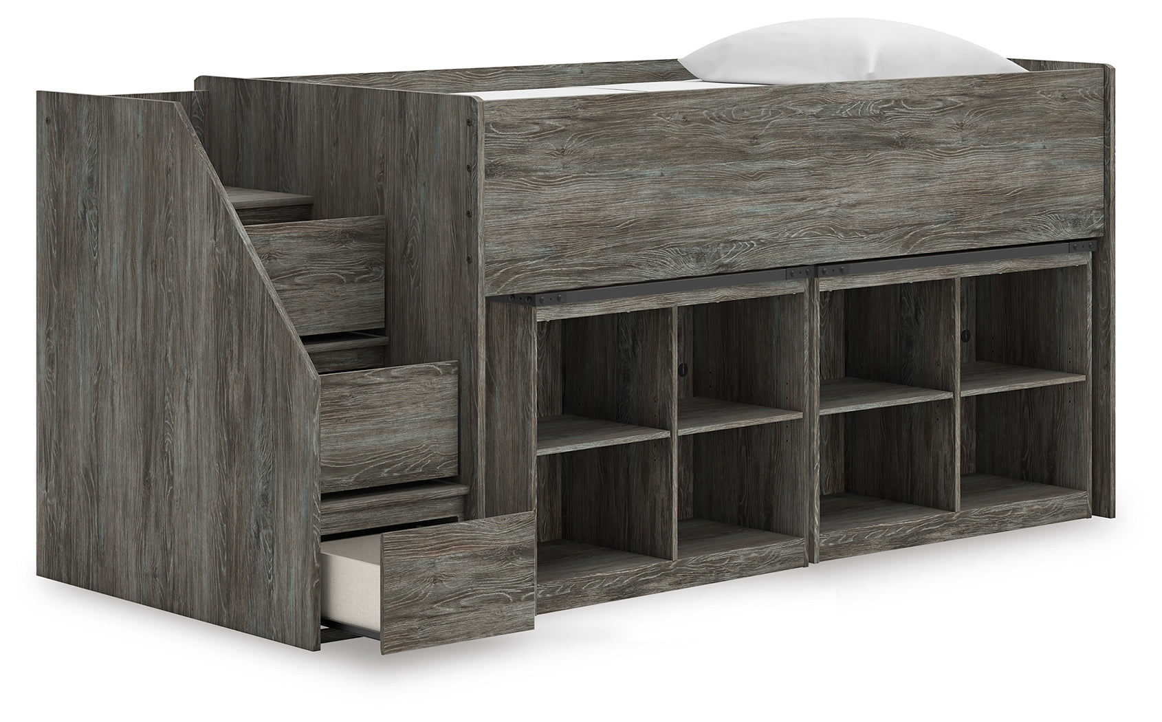 Frandern Twin Loft Bed with Bookcase Storage - B4480B25