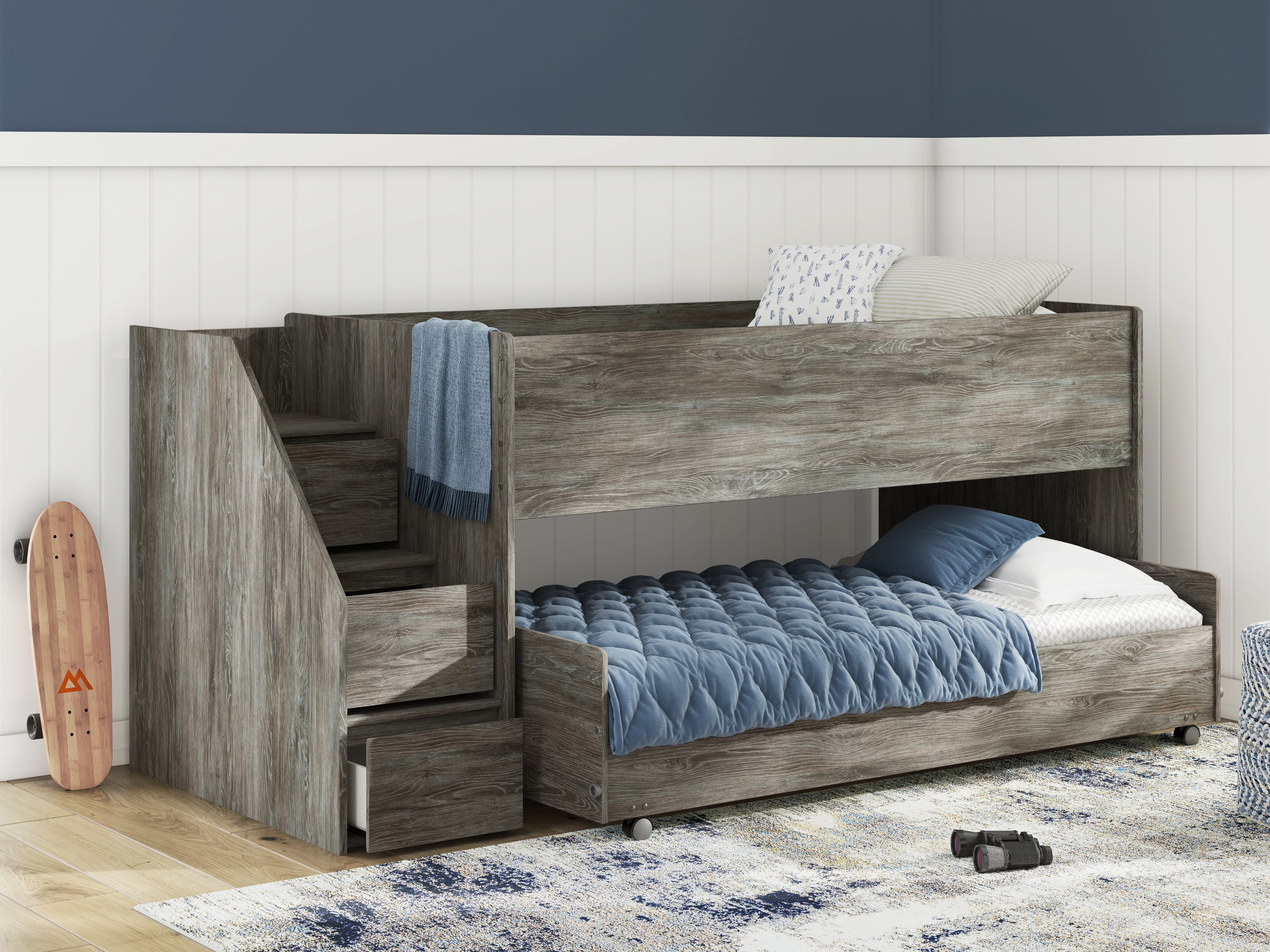 Frandern Twin Over Twin Loft Bed and Mattresses - B4480B27