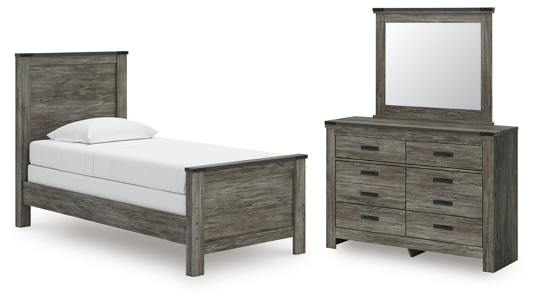 Frandern Twin Panel Bed, Dresser and Mirror - B4480B18
