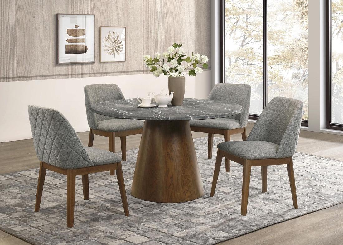 Franklin 5-piece Round Dining Table Set Grey and Dark Oak - 193820-S5