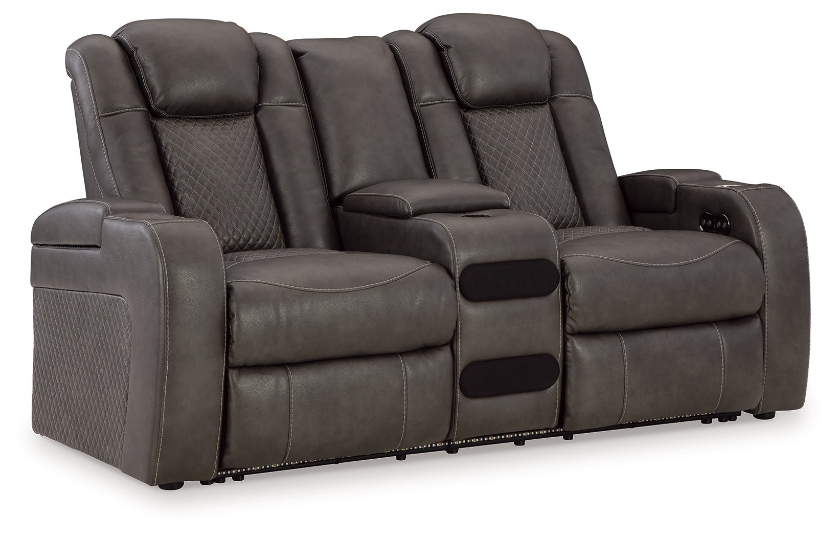 Fyne-Dyme Sofa, Loveseat and Recliner in Shadow - PKG016477