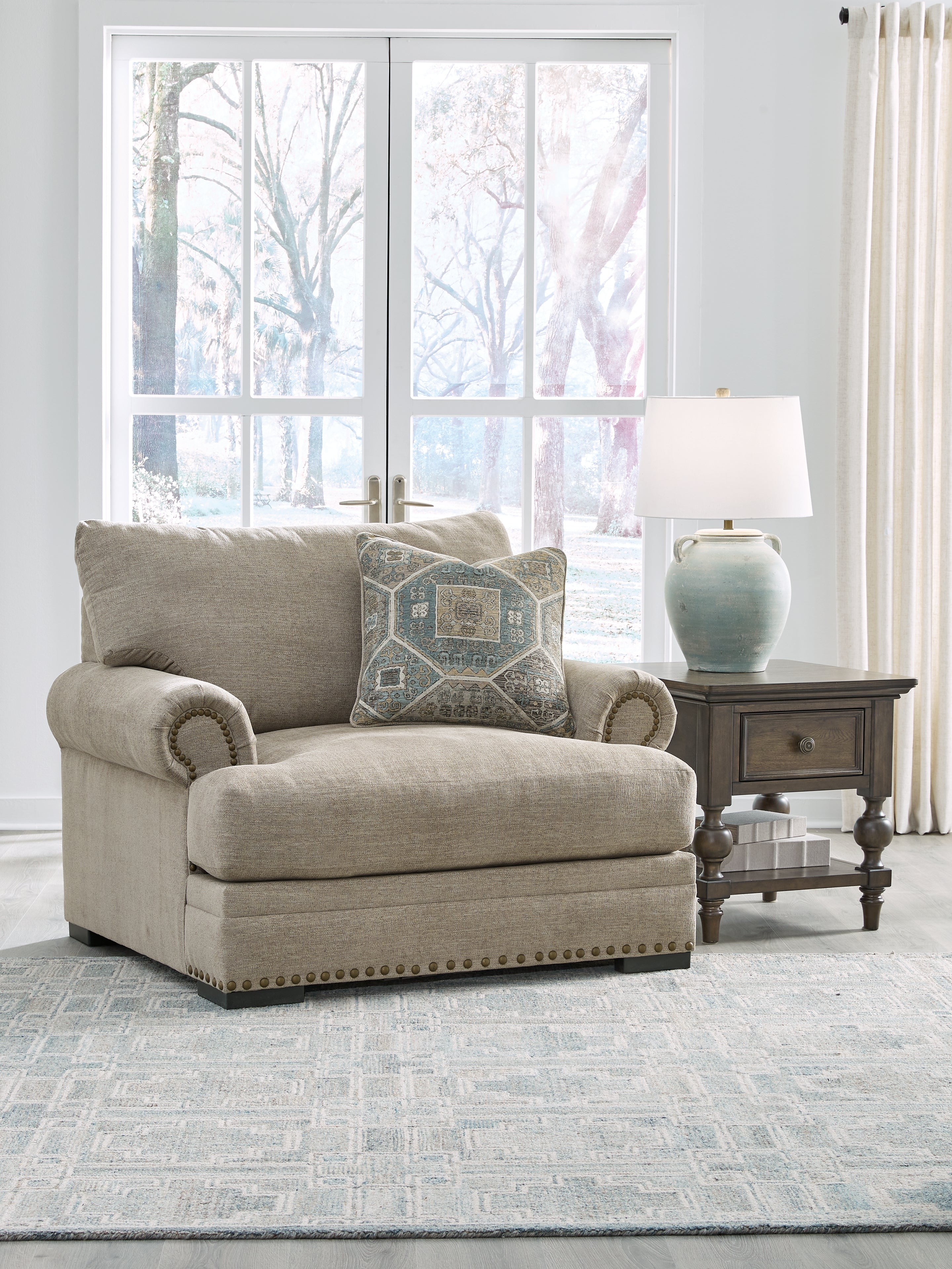 Galemore Chair and Ottoman in Quarry - PKG019281