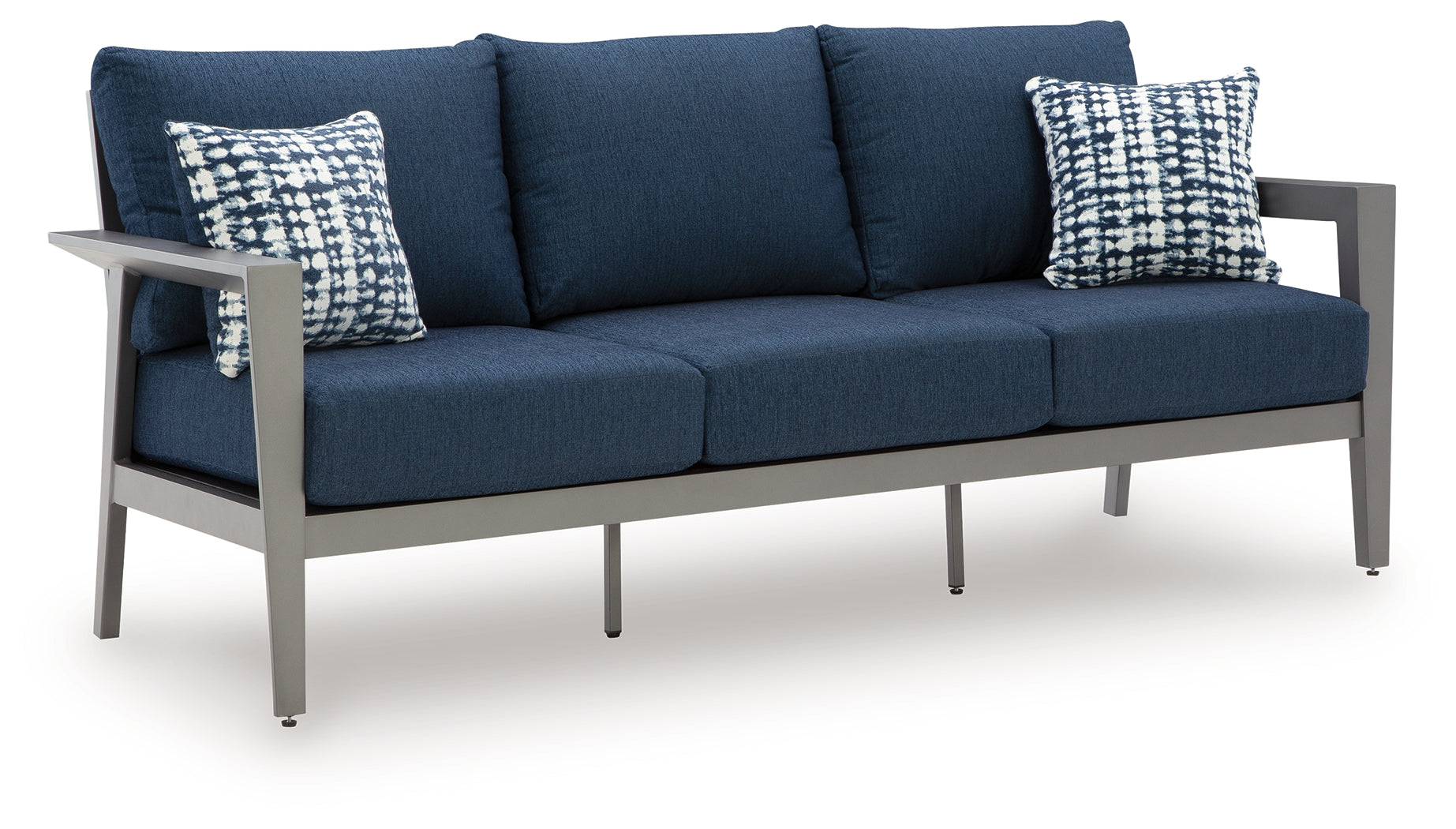 Gali Gray/Blue Outdoor Sofa/Chairs/Table Set (Set of 4) - P275-081