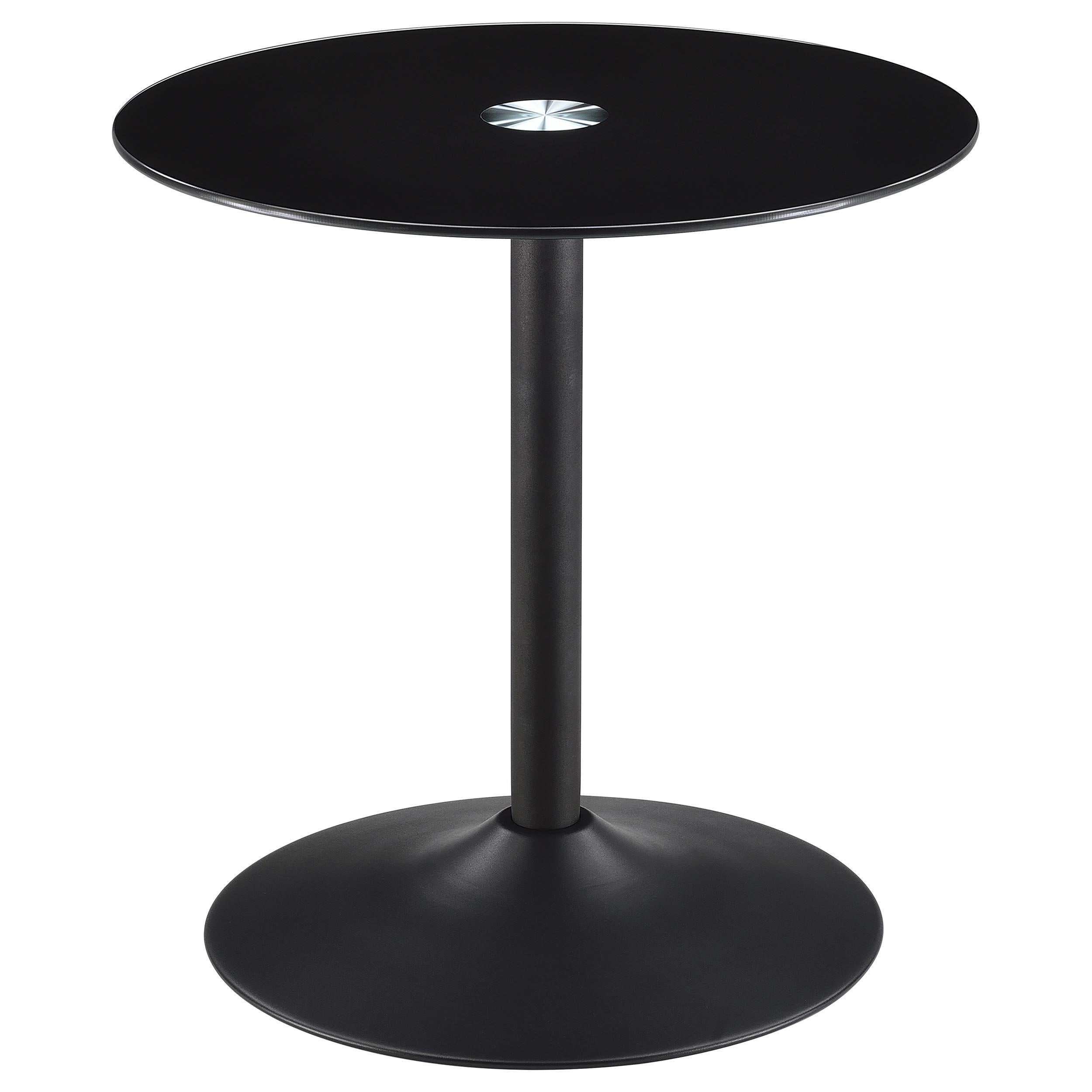 Ganso 2-piece Round Glass Top Coffee and End Table Set Black - 709688-S2