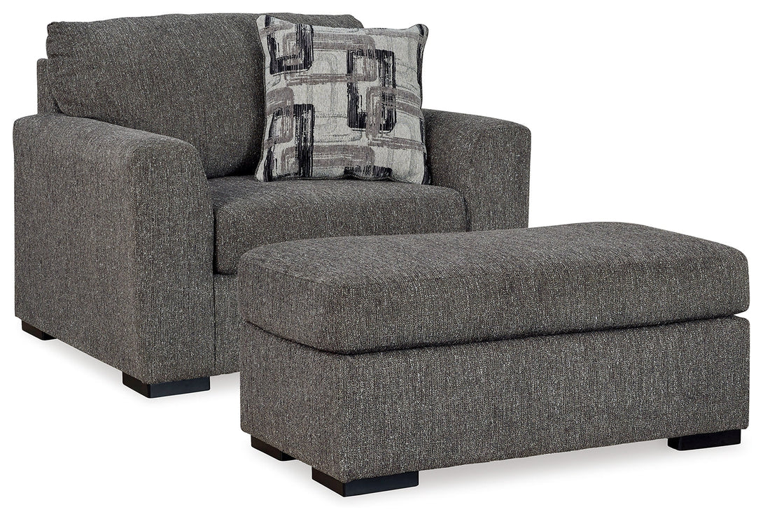 Gardiner Chair and Ottoman in Pewter - PKG015828