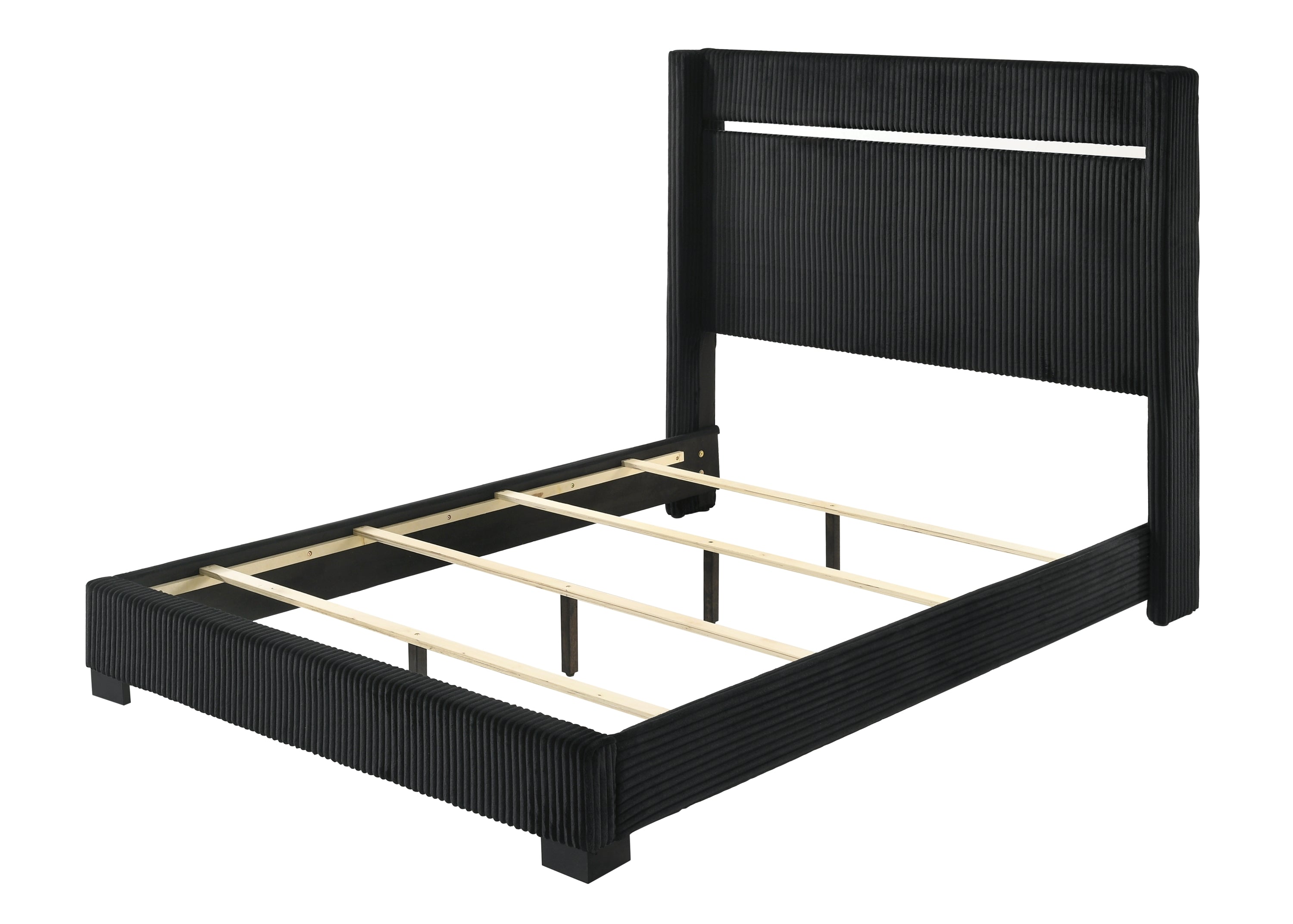 Gennro Black Corduroy King Upholstered Panel Bed - SET | B9295-K-HBFB | B9295-KQ-RAIL - Bien Home Furniture & Electronics