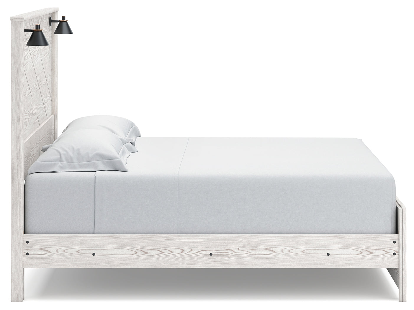 Gerridan King Panel Bed with Mirrored Dresser and 2 Nightstands in White/Gray from Ashley - Luna Furniture