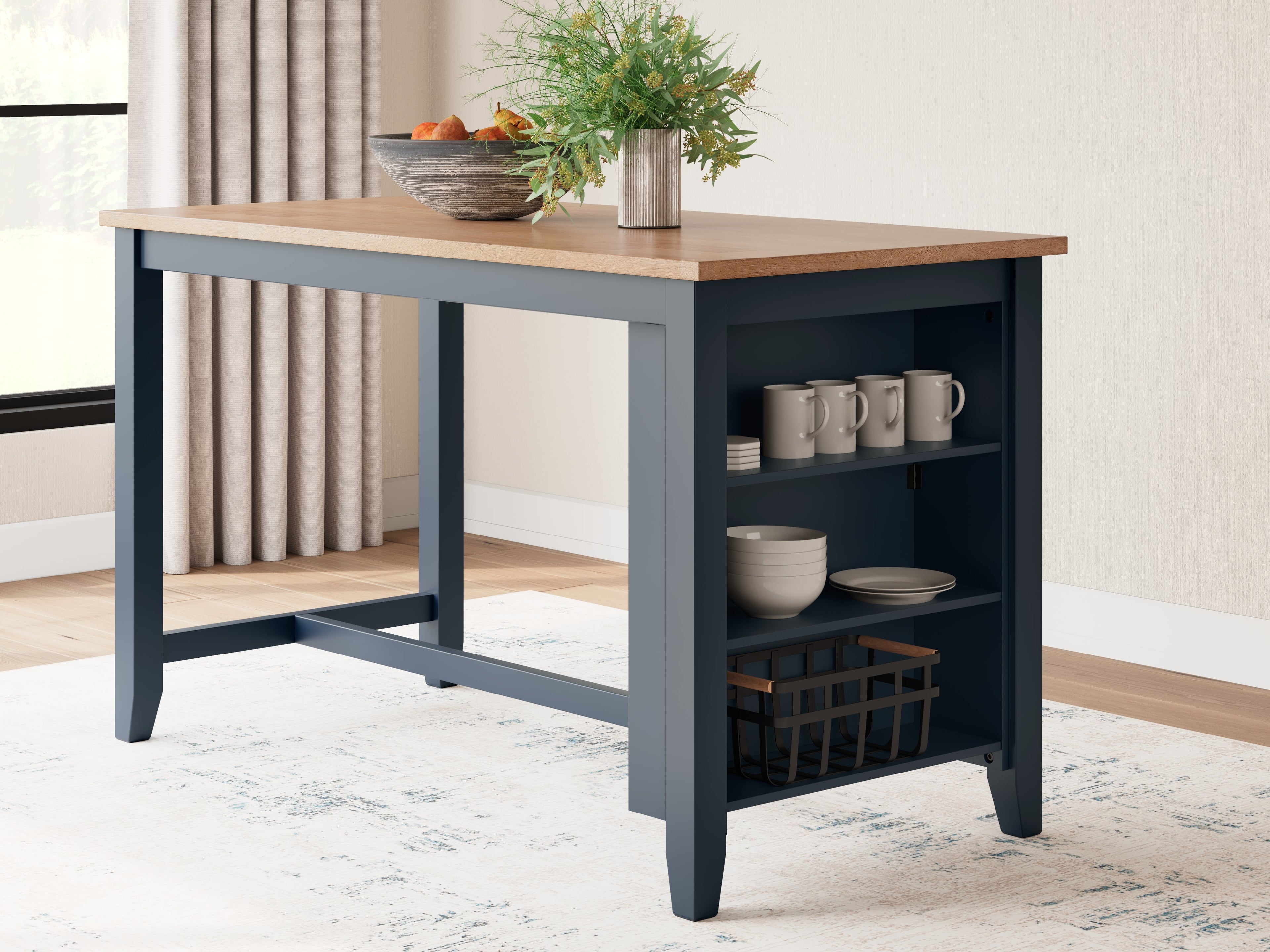 Gesthaven Counter Height Dining Table and 2 Barstools in Natural/Blue from Ashley - Luna Furniture