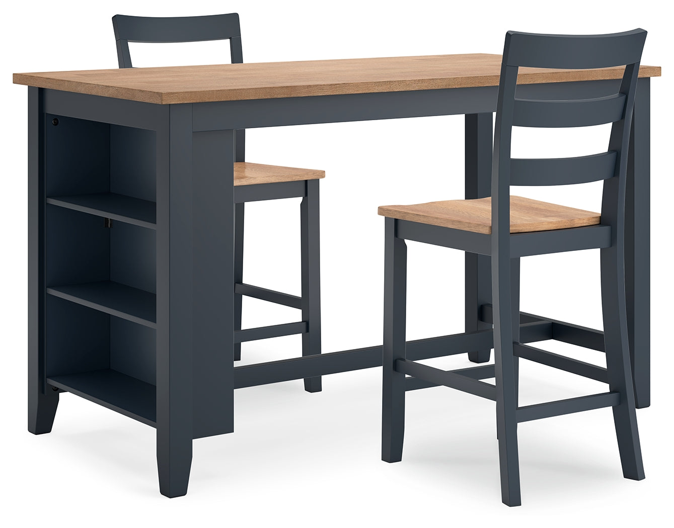 Gesthaven Counter Height Dining Table and 2 Barstools in Natural/Blue from Ashley - Luna Furniture