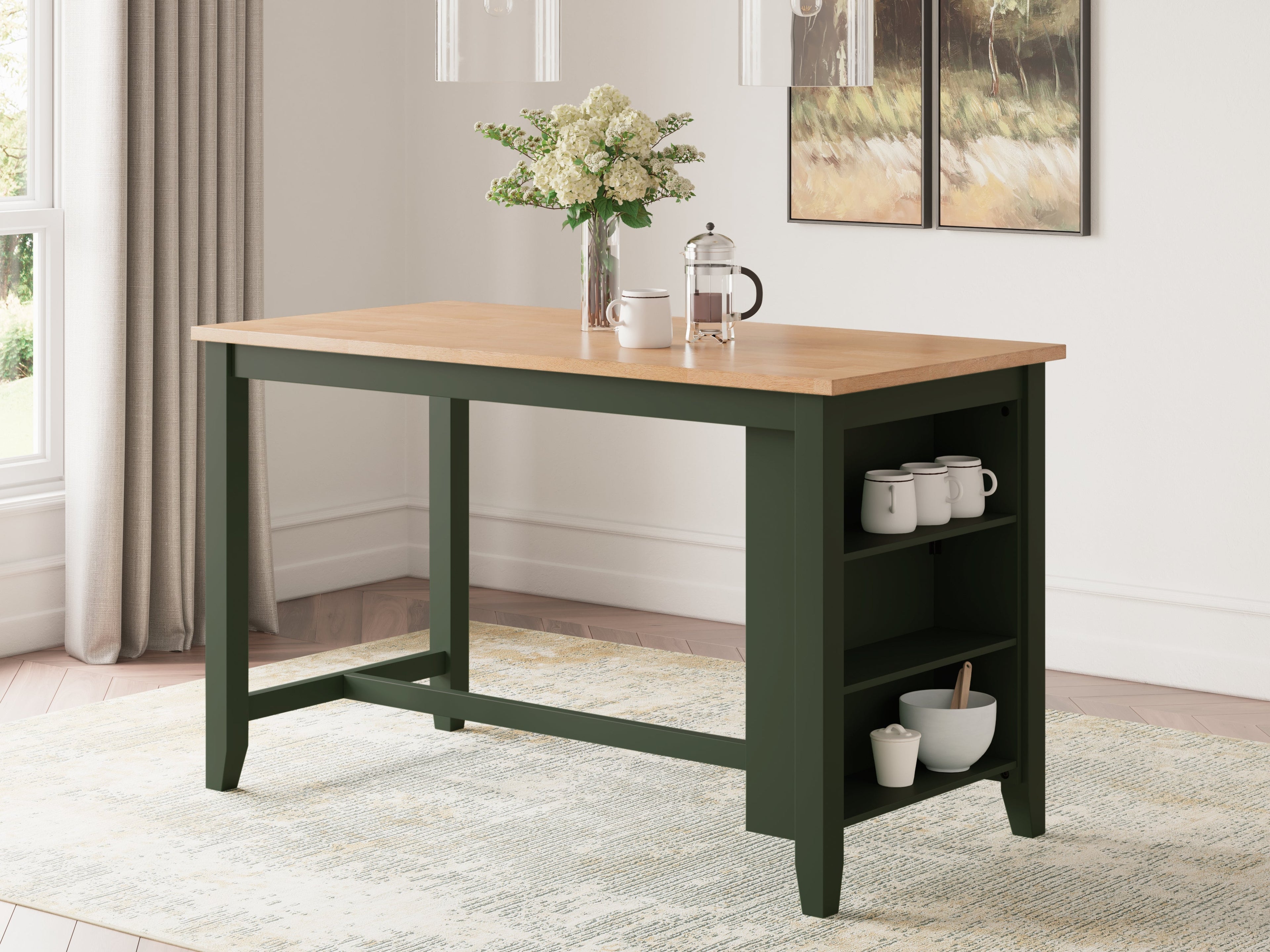 Gesthaven Counter Height Dining Table and 2 Barstools in Natural/Green from Ashley - Luna Furniture