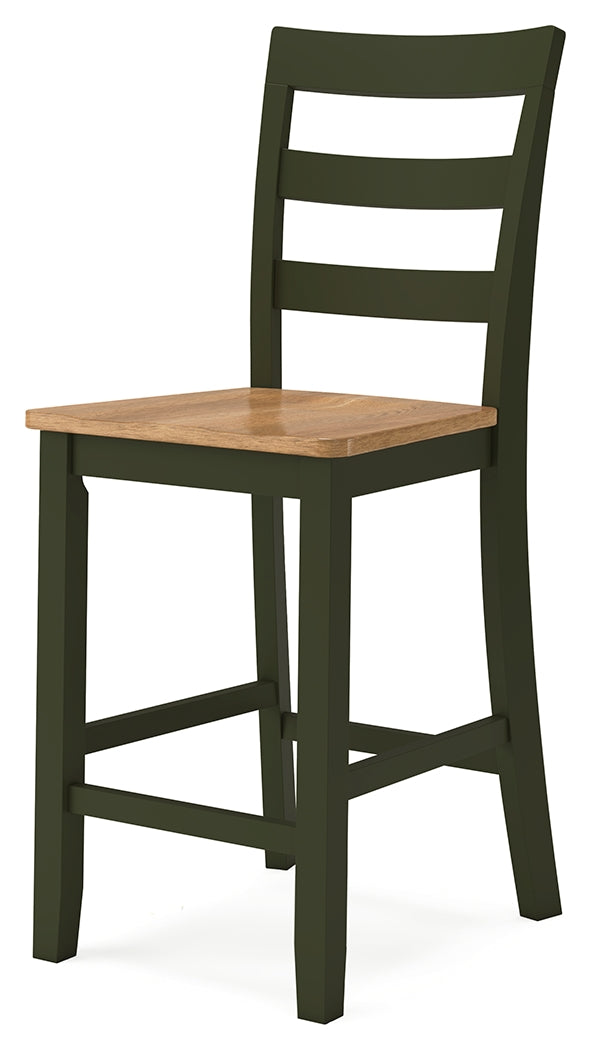 Gesthaven Counter Height Dining Table and 2 Barstools in Natural/Green from Ashley - Luna Furniture
