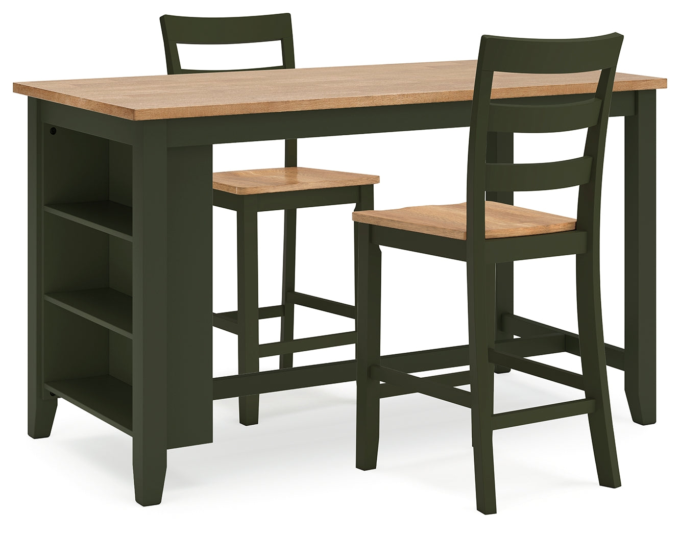 Gesthaven Counter Height Dining Table and 2 Barstools in Natural/Green from Ashley - Luna Furniture