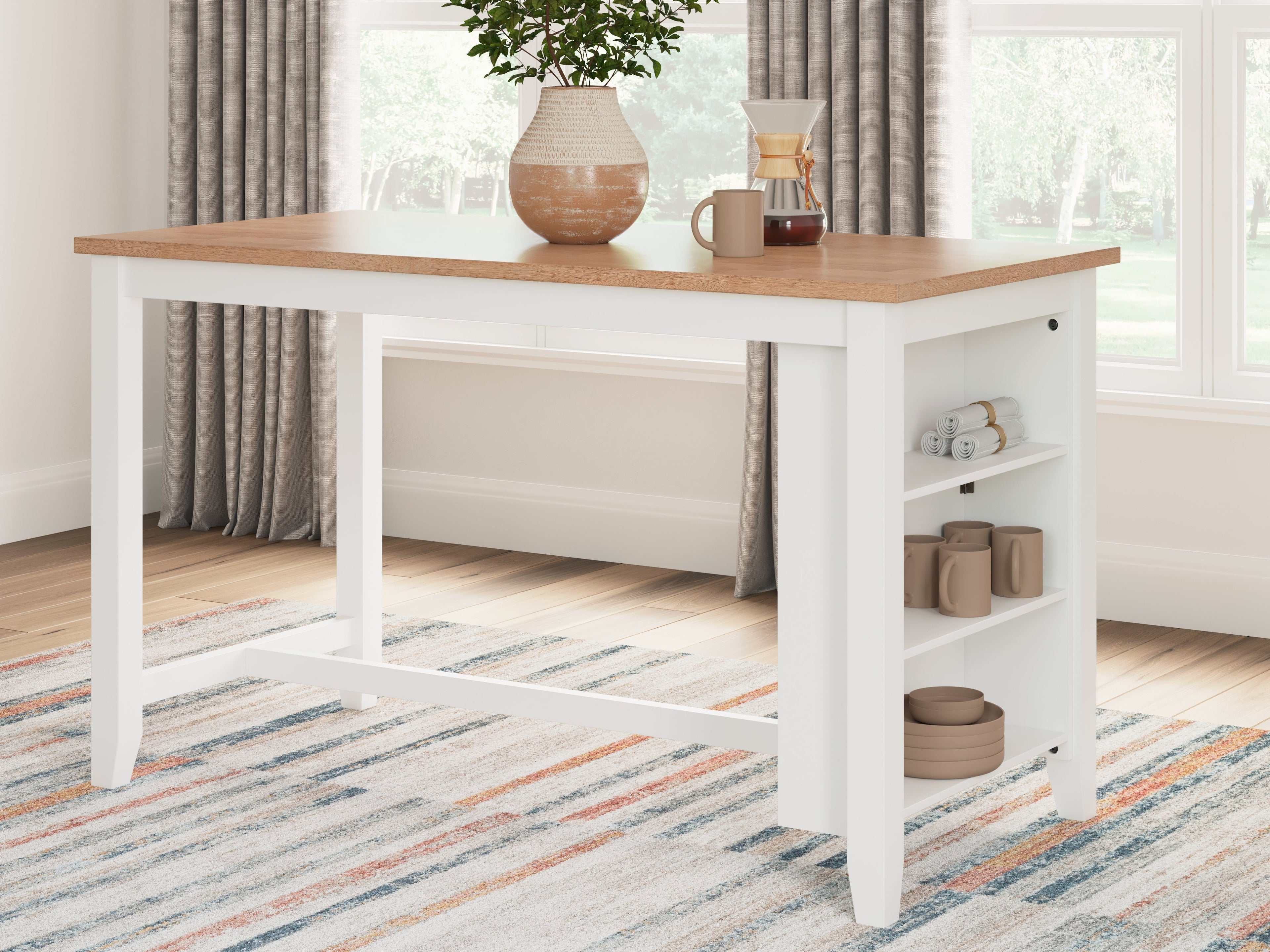 Gesthaven Counter Height Dining Table and 2 Barstools in Natural/White from Ashley - Luna Furniture