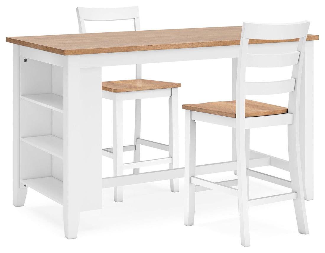 Gesthaven Counter Height Dining Table and 2 Barstools in Natural/White from Ashley - Luna Furniture