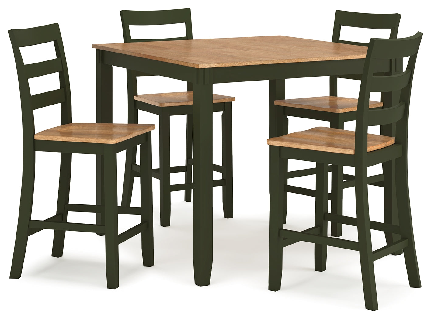 Gesthaven Natural/Green Counter Height Dining Table and 4 Barstools (Set of 5) - D401-223