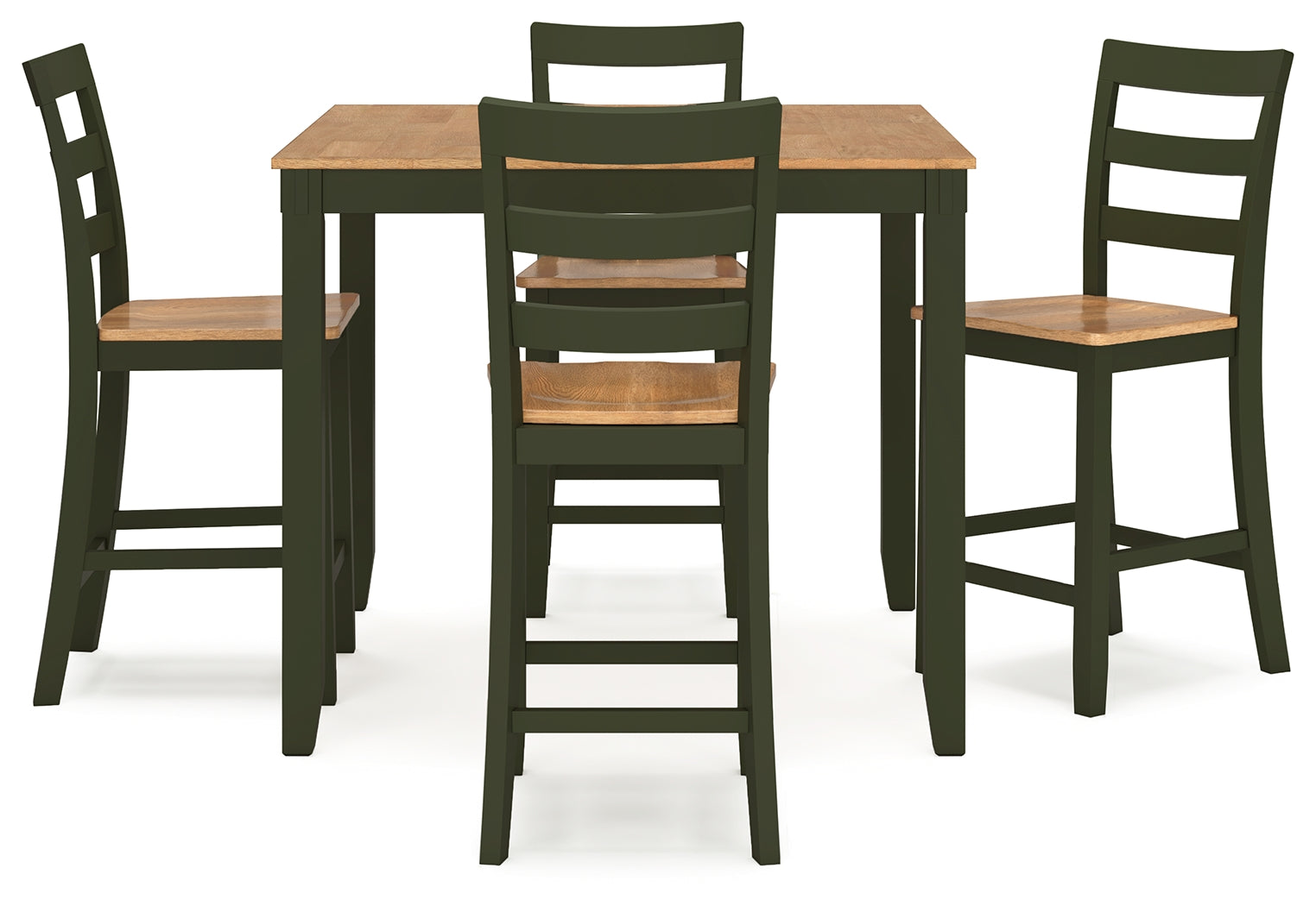 Gesthaven Natural/Green Counter Height Dining Table and 4 Barstools (Set of 5) - D401-223