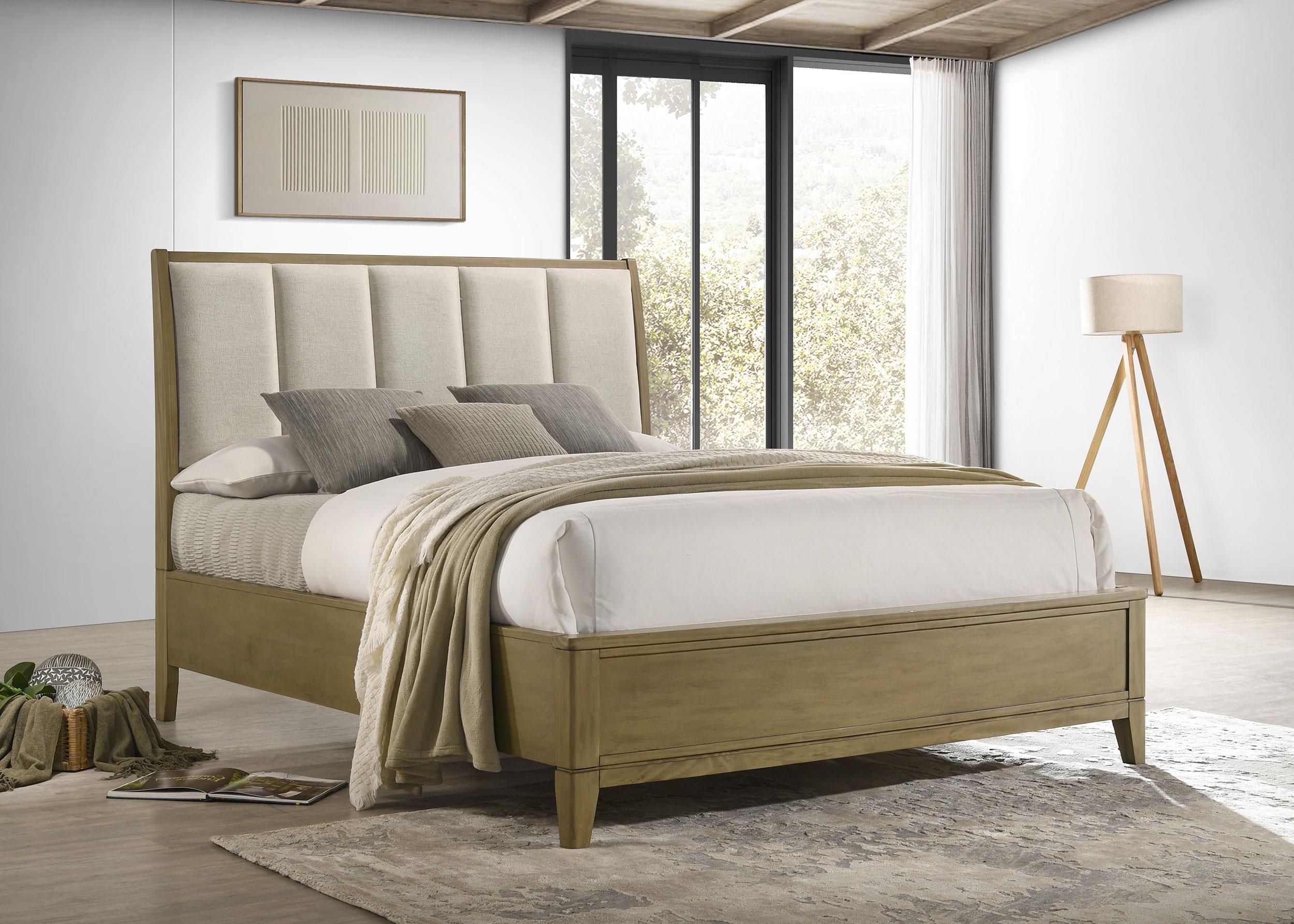 Granada Upholstered California King Panel Bed Natural Pine - 224921KW