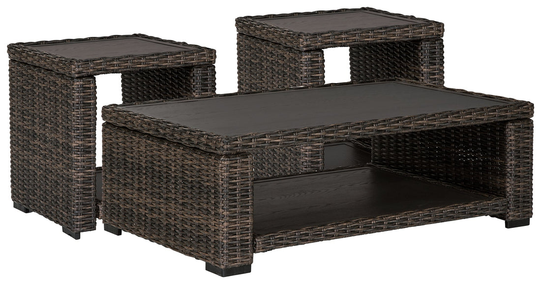 Grasson Lane Outdoor Coffee Table with 2 End Tables in Brown - PKG008829