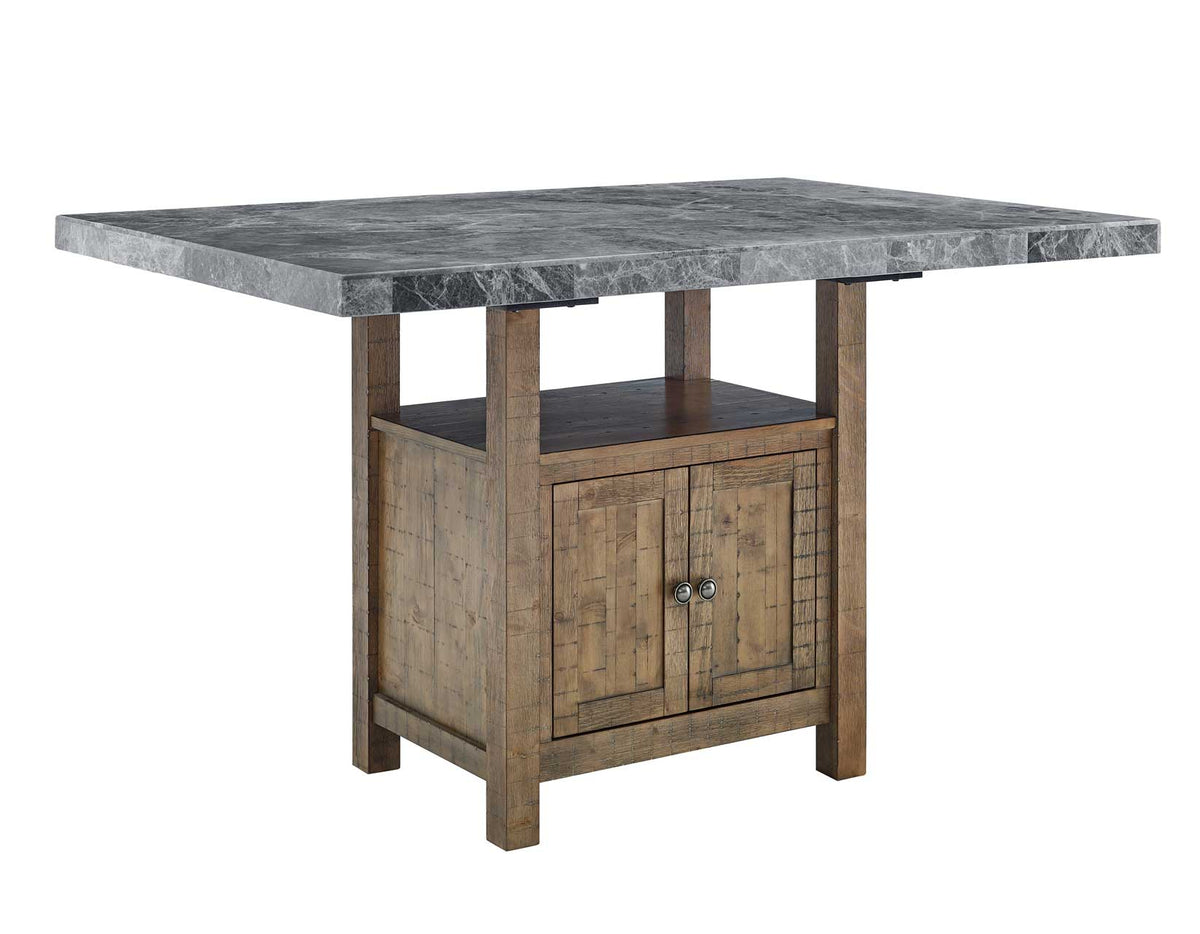 Grayson Gray Marble Top 60″ Storage Counter Height Table