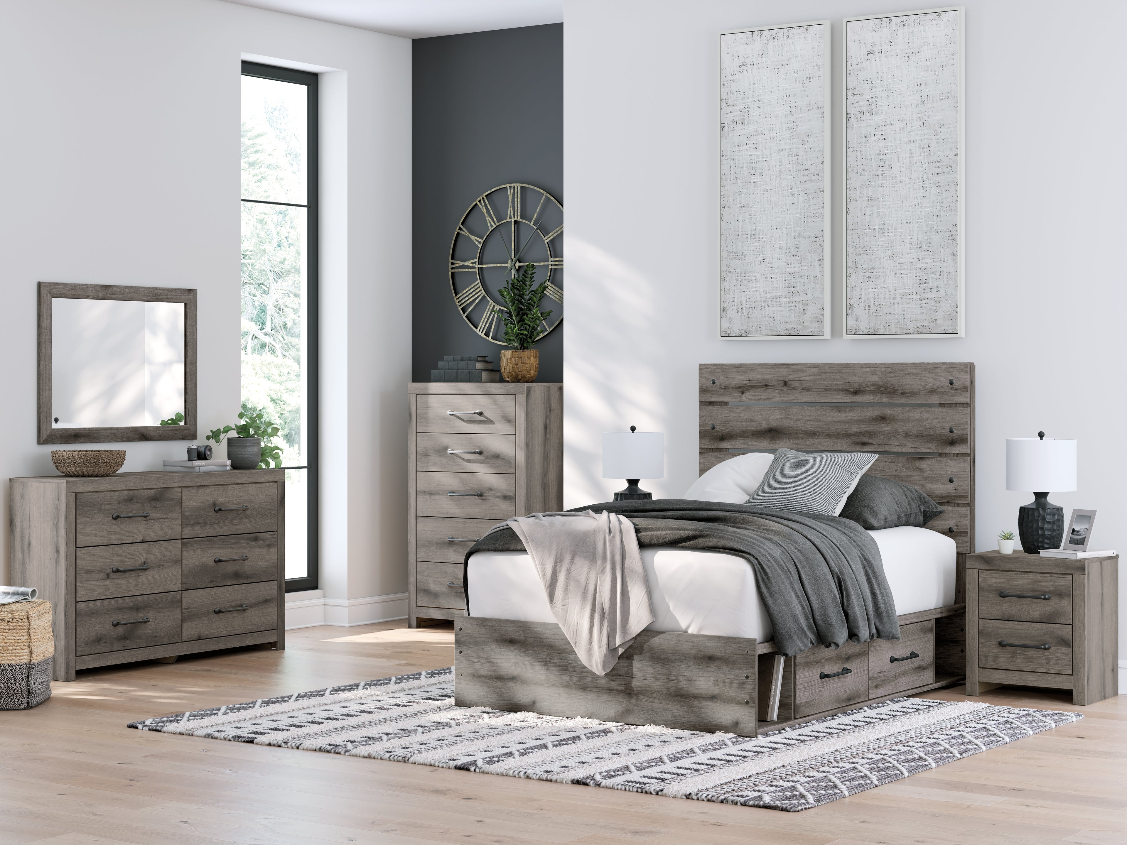 Graystorm Brown Gray Full Panel Storage Bed - PCB2405B16