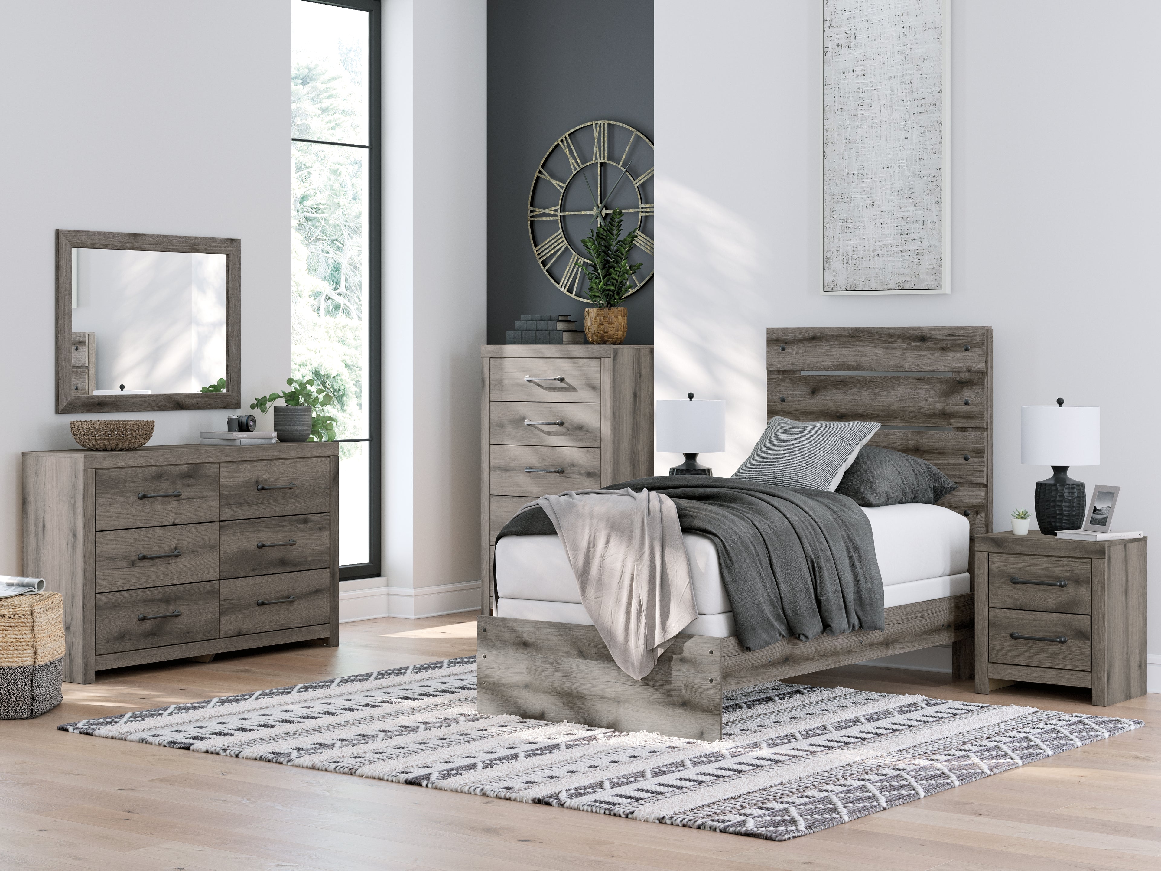 Graystorm Brown Gray Twin Panel Bed - PCB2405B12