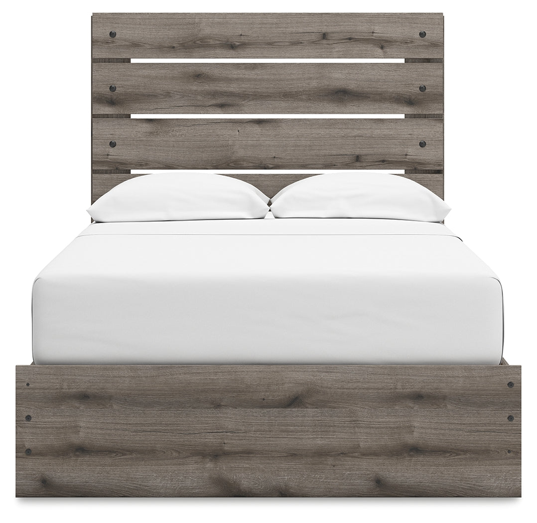 Graystorm Full Panel Bed with Storage with Mirrored Dresser and Nightstand in Brown Gray from Ashley - Luna Furniture