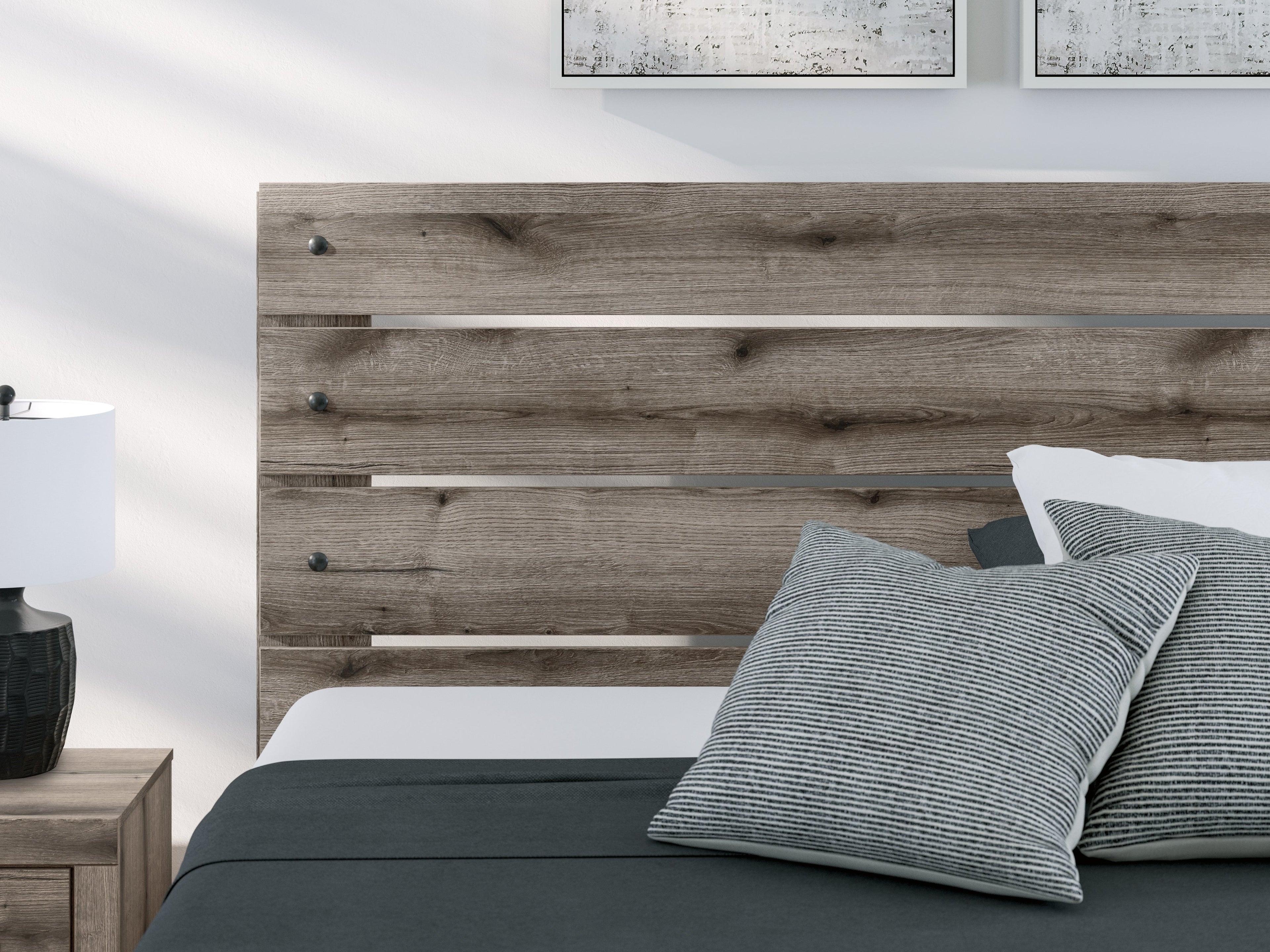 Graystorm King Panel Bed with Mirrored Dresser in Brown Gray from Ashley - Luna Furniture