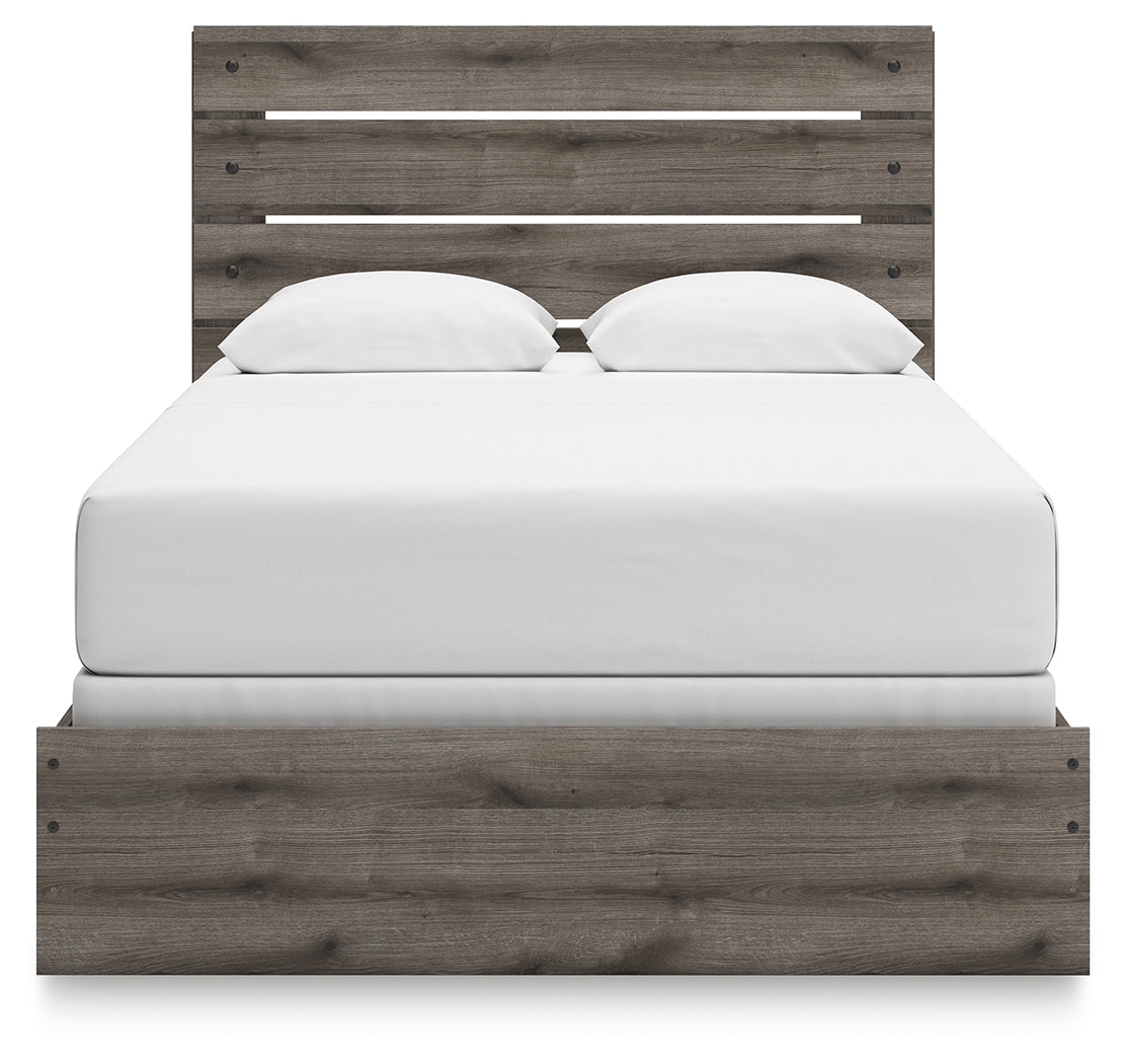 Graystorm Queen Panel Bed with Mirrored Dresser and 2 Nightstands in Brown Gray from Ashley - Luna Furniture