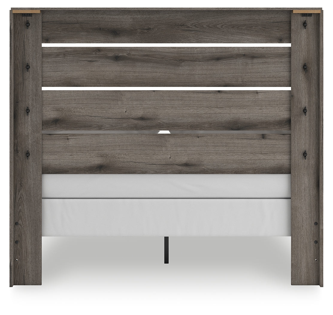 Graystorm Queen Panel Bed with Mirrored Dresser and 2 Nightstands in Brown Gray from Ashley - Luna Furniture