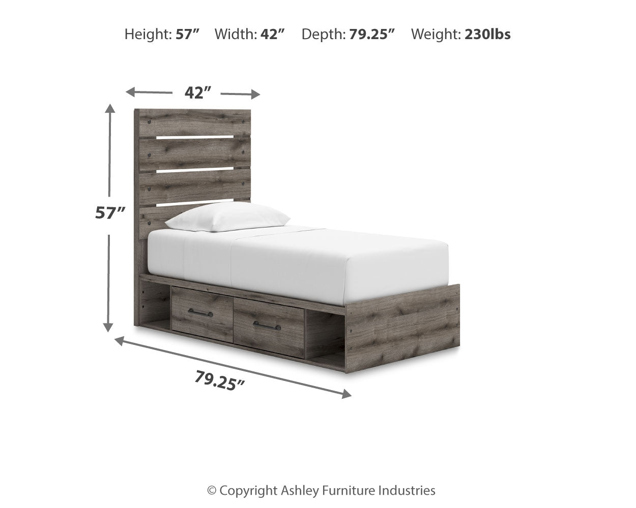 Graystorm Twin Panel Bed with Storage with Mirrored Dresser and 2 Nightstands in Brown Gray from Ashley - Luna Furniture