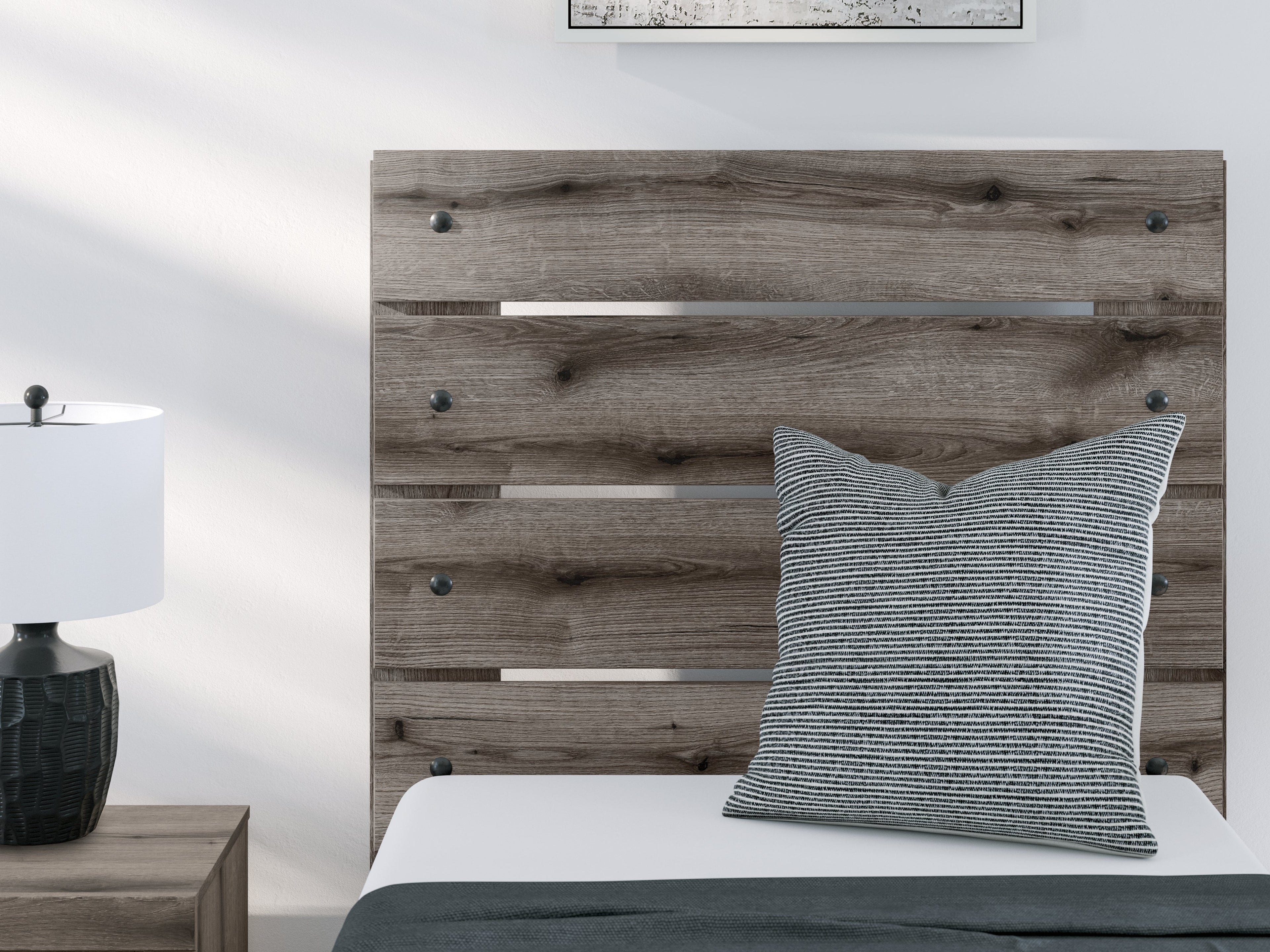 Graystorm Twin Panel Bed with Storage with Mirrored Dresser and 2 Nightstands in Brown Gray from Ashley - Luna Furniture