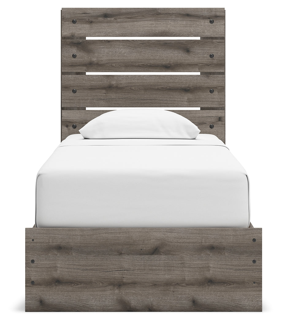 Graystorm Twin Panel Storage Bed with Mirrored Dresser, Chest and Nightstand in Brown Gray from Ashley - Luna Furniture