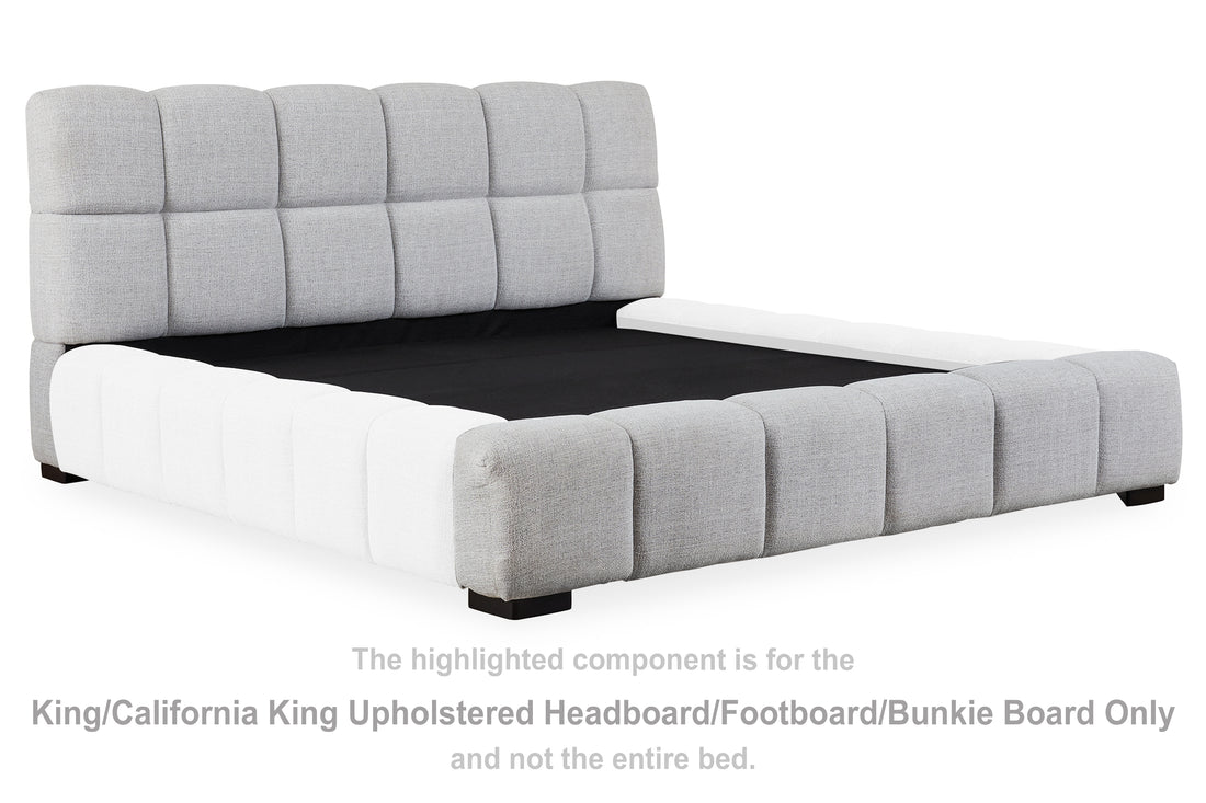 Grendusk Light Gray King/California King Upholstered Headboard/Footboard/Bunkie Board - PCB584-82